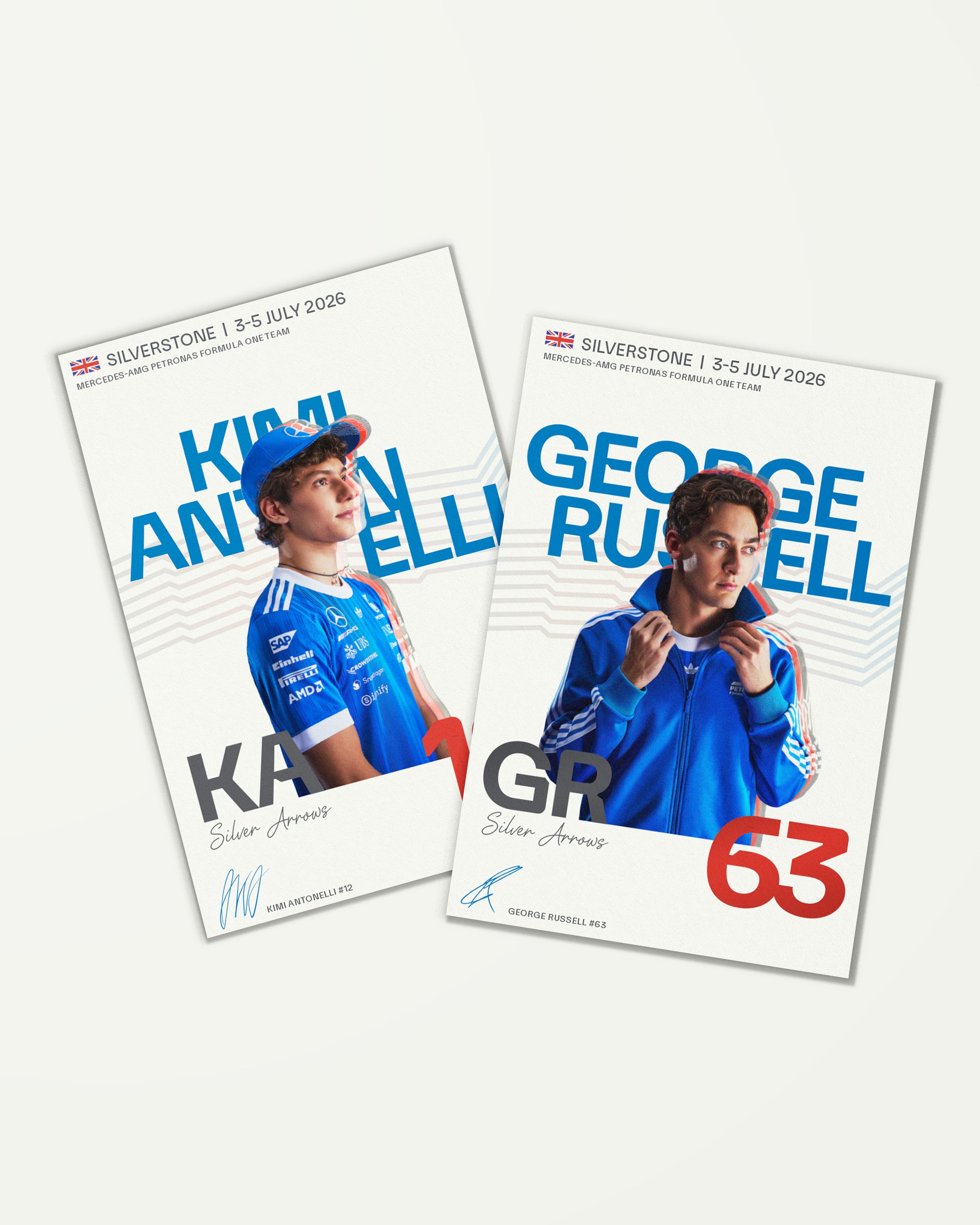 Special Edition Silverstone Driver Cards — primary product view showing Mercedes-AMG PETRONAS F1 styling and product details | Dash Racegear