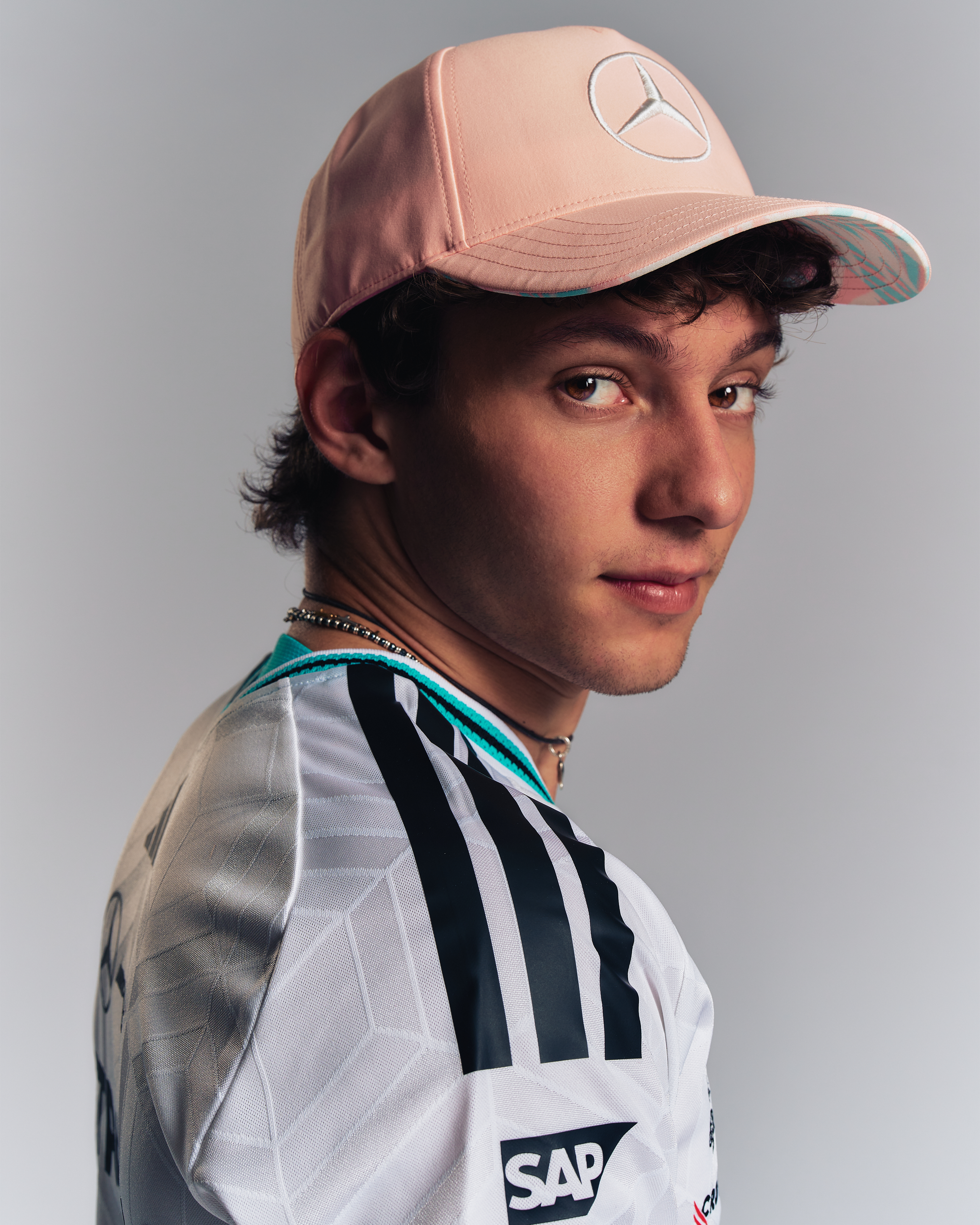 2026 Special Edition Miami Driver Cap Pink — primary product view showing Mercedes-AMG PETRONAS F1 styling and product details | Dash Racegear