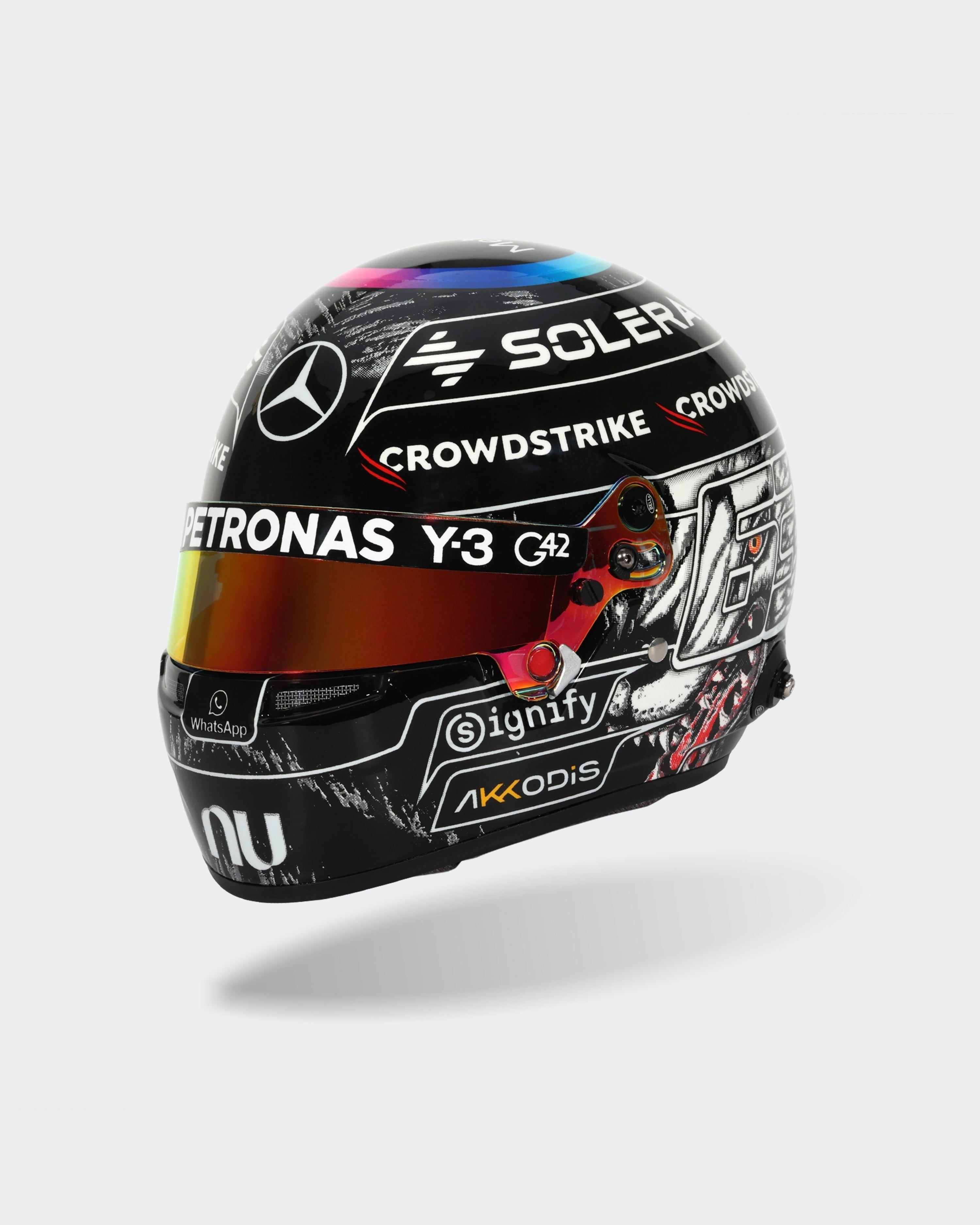 George Russell 2026 Japan Mini Bell Helmet Replica 1:2 — primary product view showing Mercedes-AMG PETRONAS F1 styling and product details | Dash Racegear