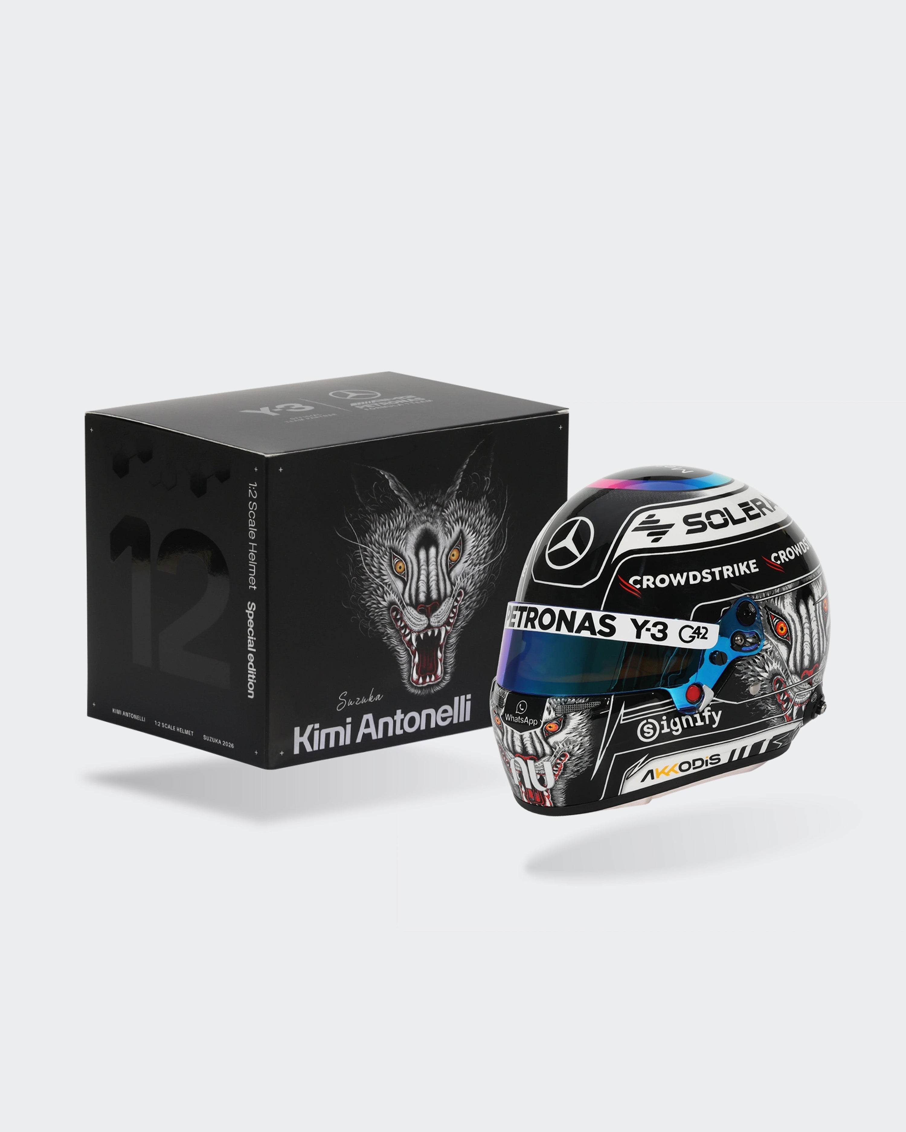 Kimi Antonelli 2026 Japan Mini Bell Helmet Replica 1:2 — alternate product angle showing Mercedes-AMG PETRONAS F1 styling and product details | Dash Racegear