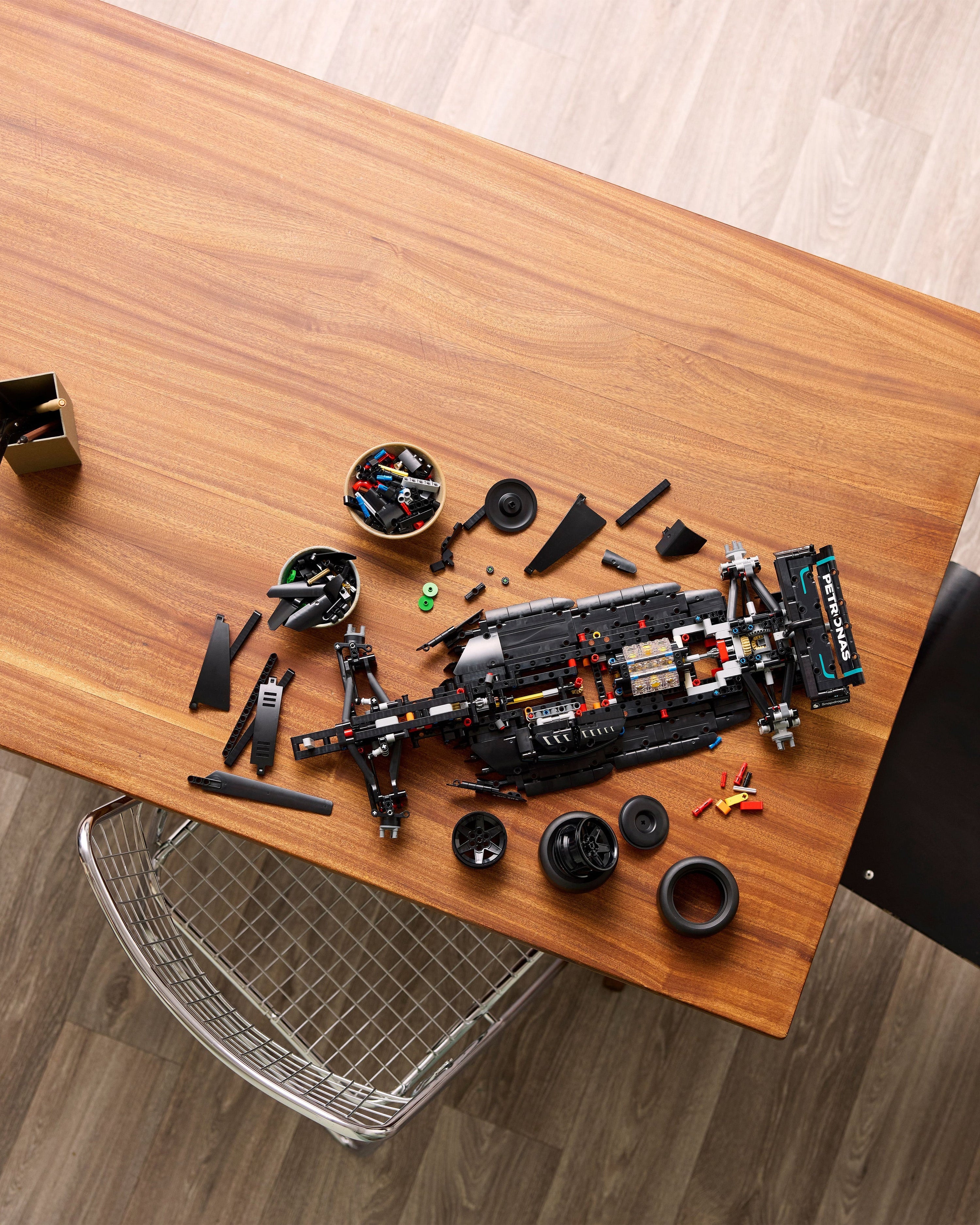 LEGO® Technic Mercedes-AMG F1 W14 E Performance Gift — close-up design detail showing Mercedes-AMG PETRONAS F1 styling and product details | Dash Racegear