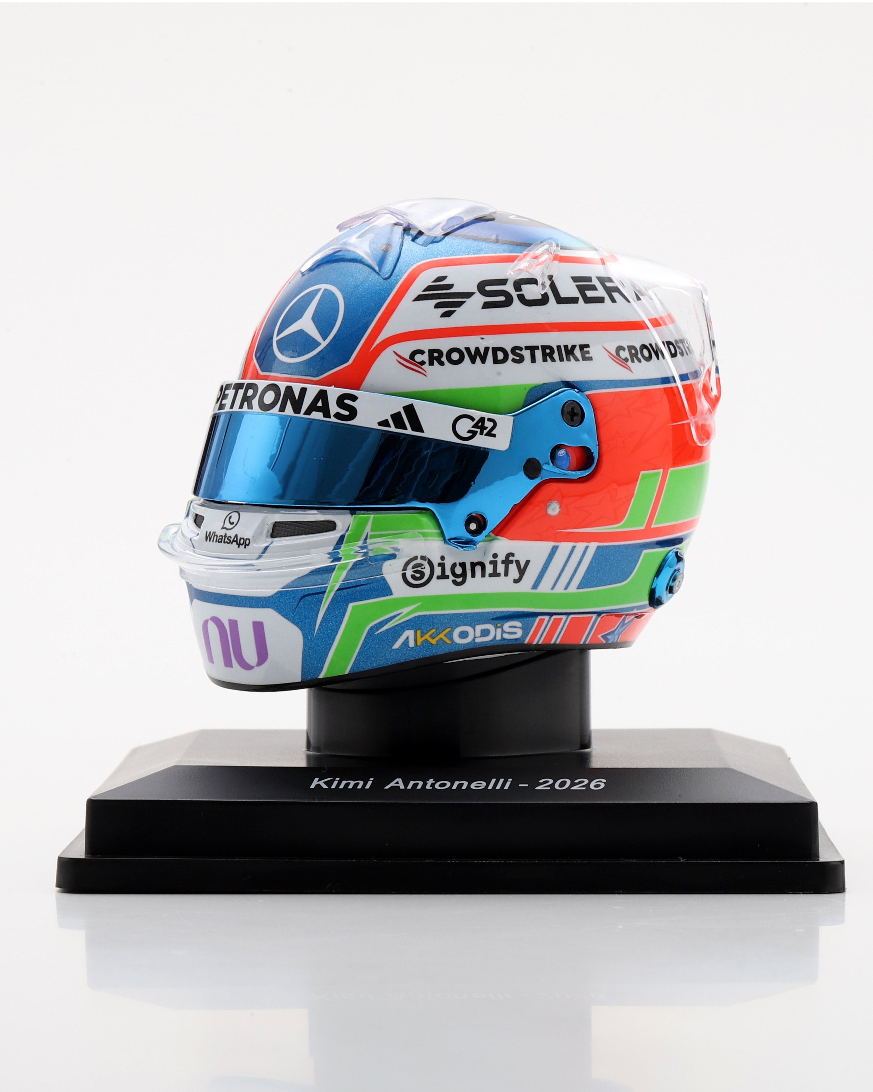 Kimi Antonelli 2026 Sparks Helmet 1:5 — alternate product angle showing Mercedes-AMG PETRONAS F1 styling and product details | Dash Racegear