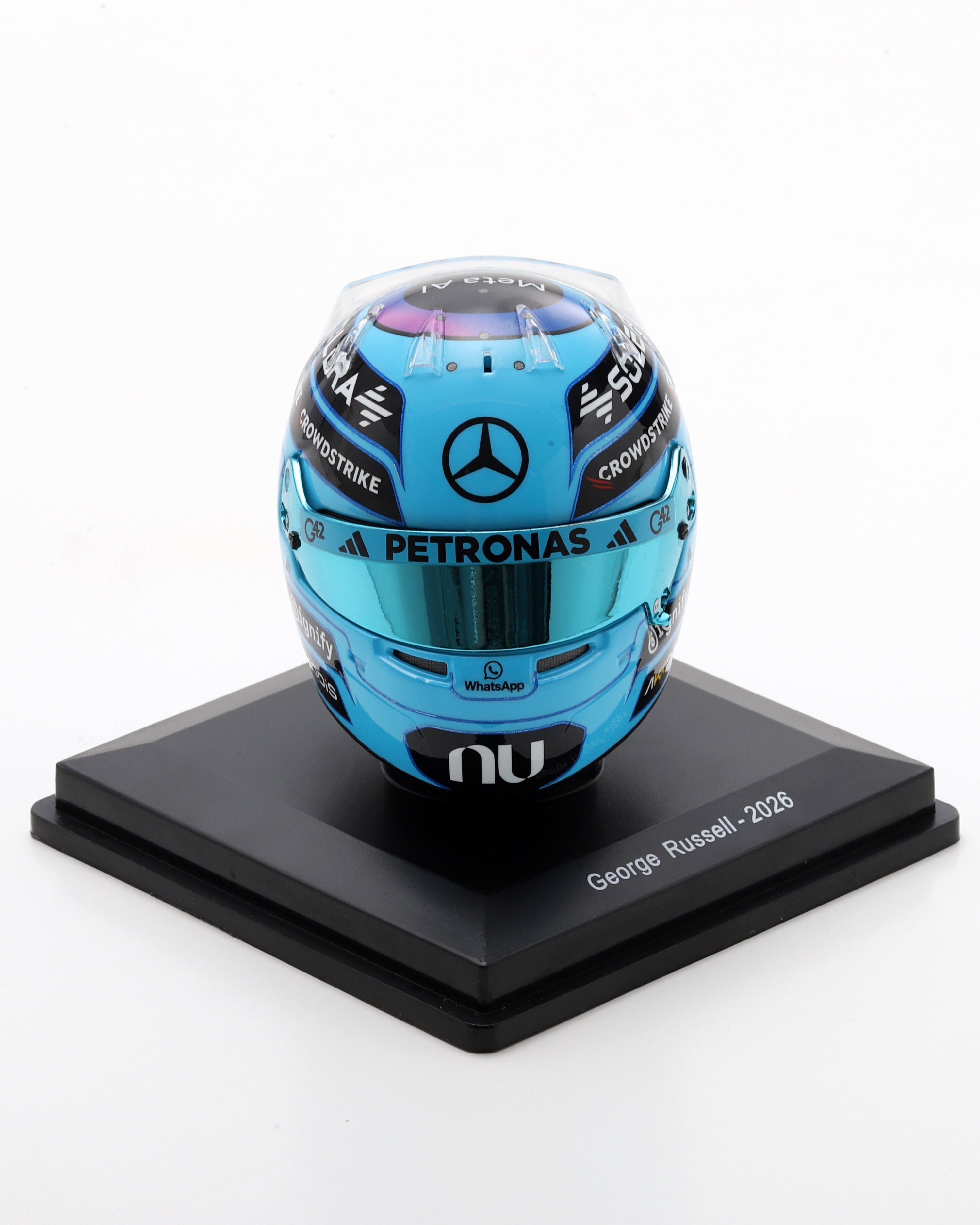 George Russell 2026 Sparks Helmet 1:5 — primary product view showing Mercedes-AMG PETRONAS F1 styling and product details | Dash Racegear