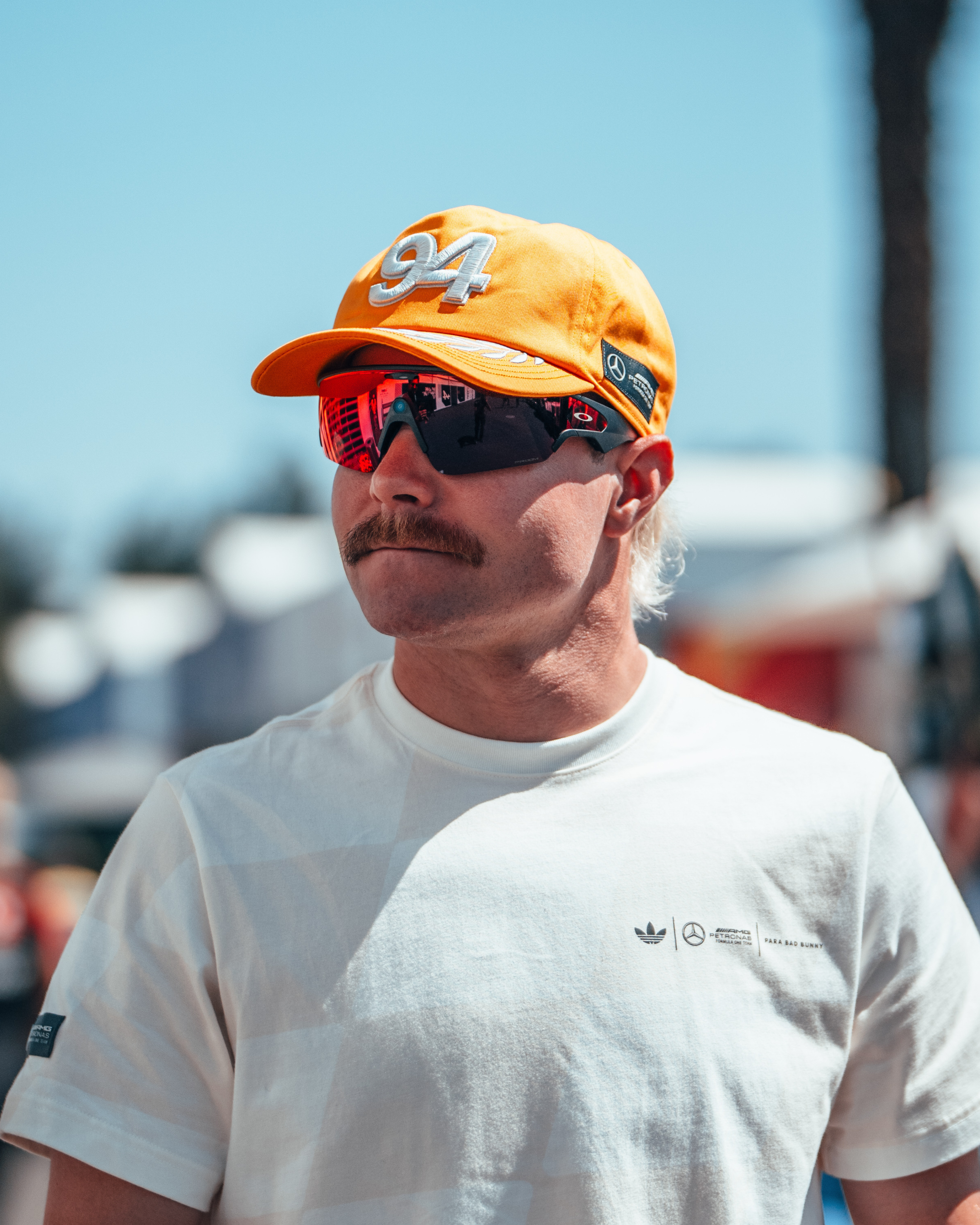 adidas para Bad Bunny x Mercedes-AMG F1 Racing Cap Gold — alternate product angle showing Mercedes-AMG PETRONAS F1 styling and product details | Dash Racegear