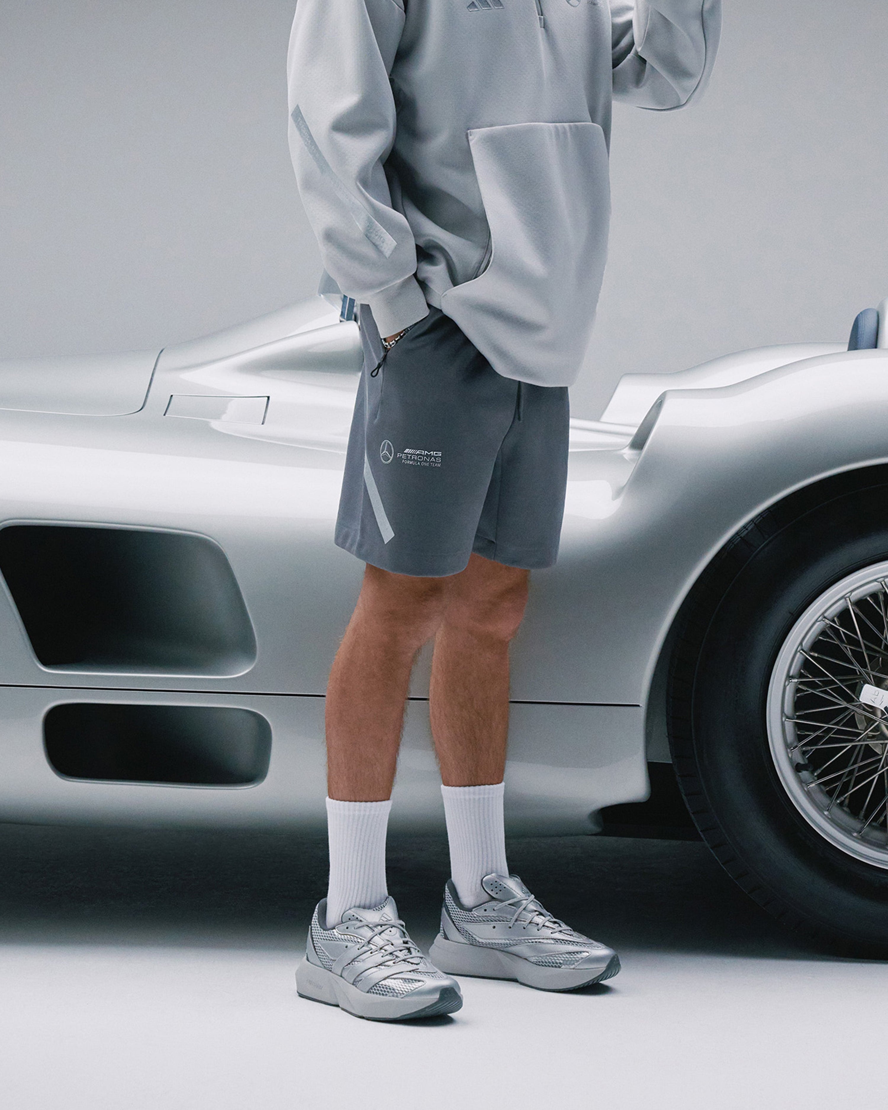 Lightblaze Shoes Grey — close-up design detail showing Mercedes-AMG PETRONAS F1 styling and product details | Dash Racegear