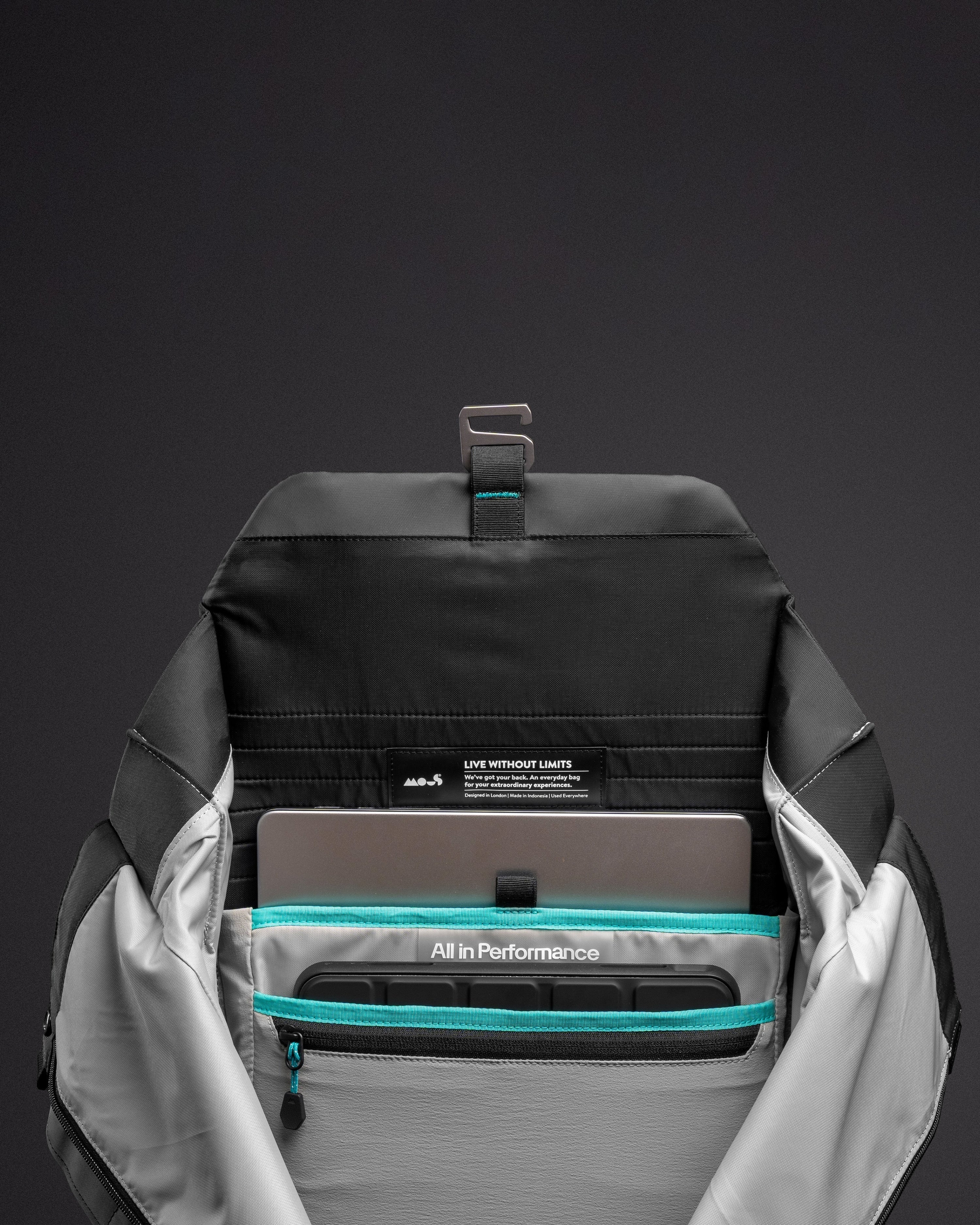 Mous x Mercedes-AMG F1 Team Day Backpack — alternate product angle showing Mercedes-AMG PETRONAS F1 styling and product details | Dash Racegear