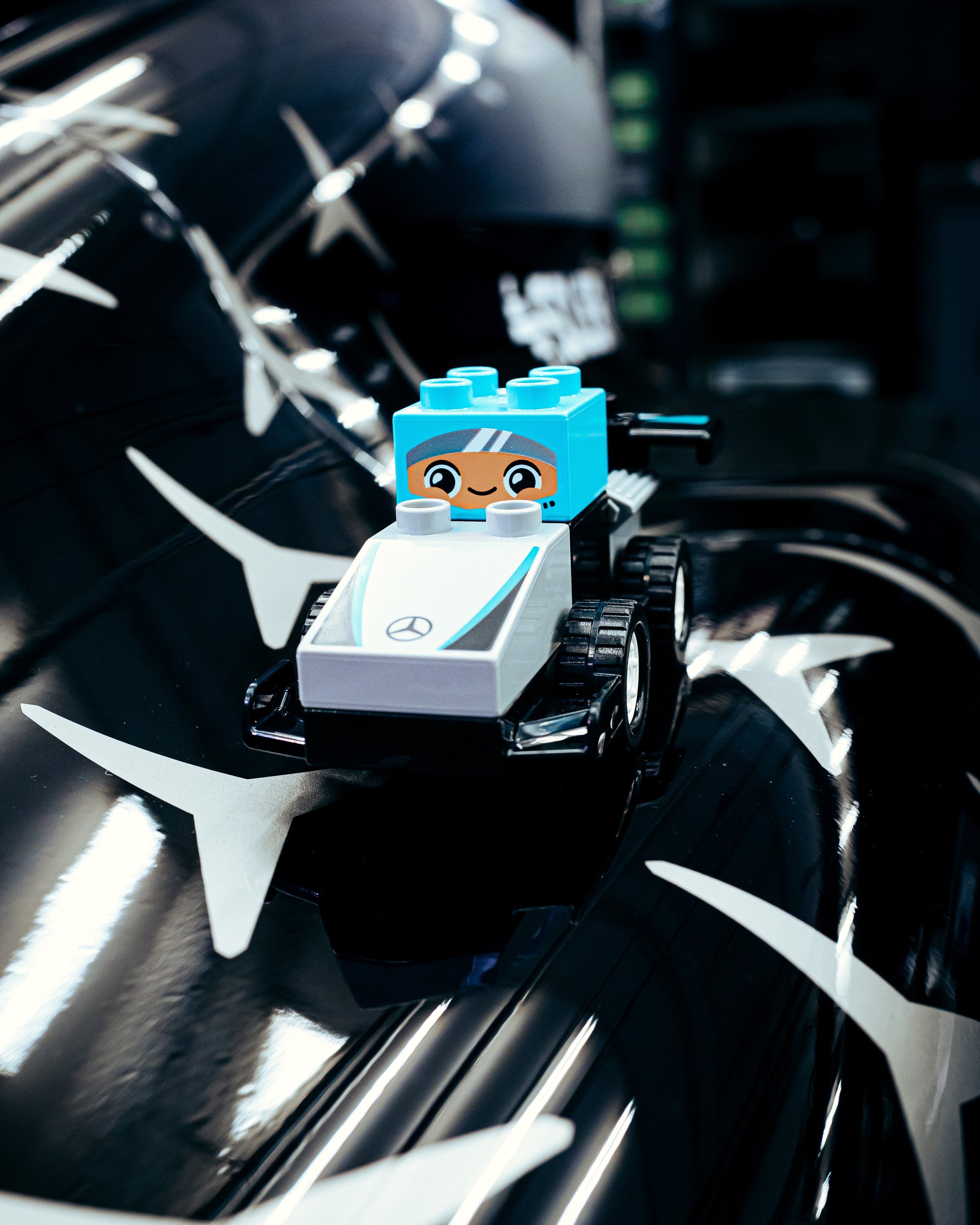LEGO® DUPLO Town F1 Team Race Cars & Drivers — alternate product angle showing Mercedes-AMG PETRONAS F1 styling and product details | Dash Racegear