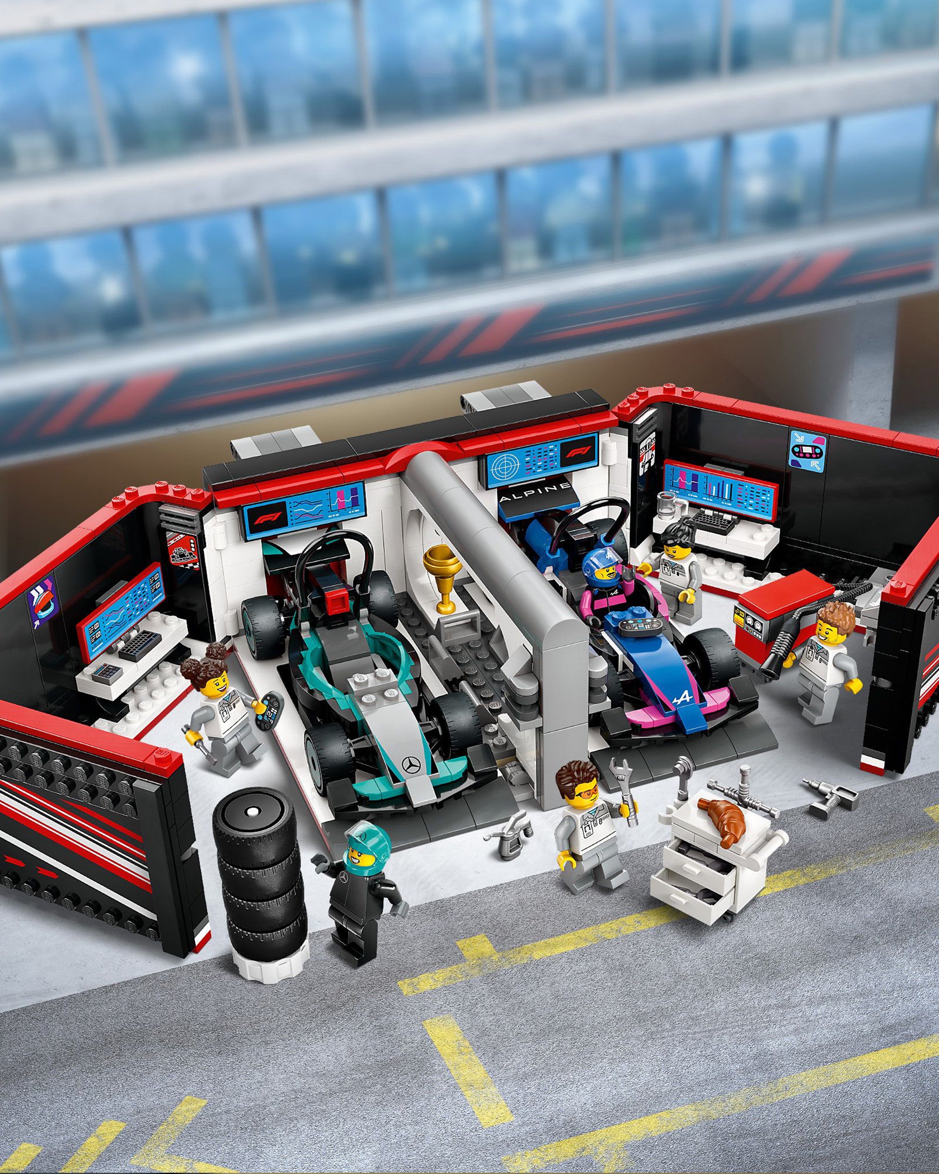 LEGO® City F1 Garage & Mercedes-AMG & Alpine Cars — primary product view showing Mercedes-AMG PETRONAS F1 styling and product details | Dash Racegear
