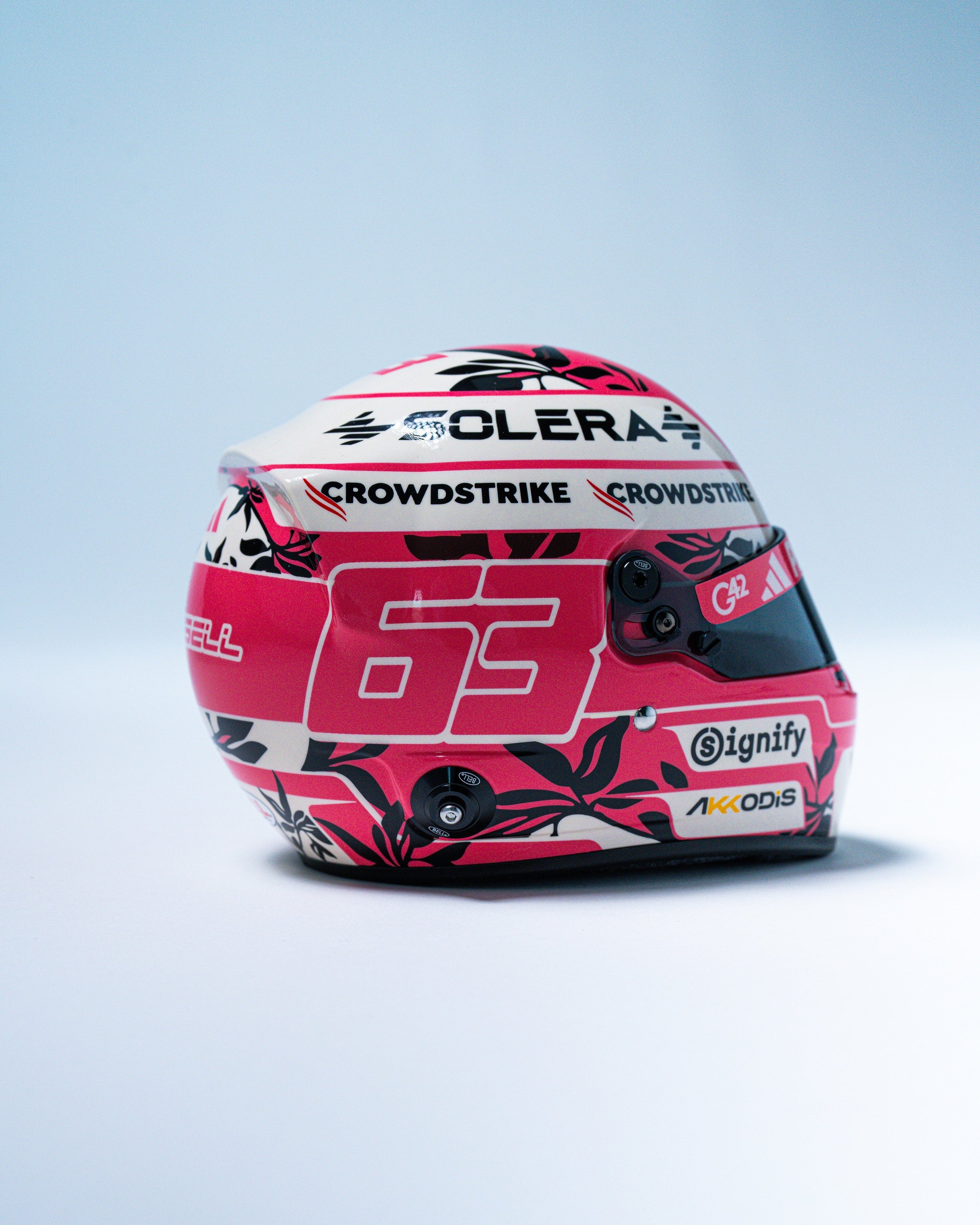 George Russell 2025 Miami Mini Bell Helmet Replica 1:2 — additional product detail showing Mercedes-AMG PETRONAS F1 styling and product details | Dash Racegear