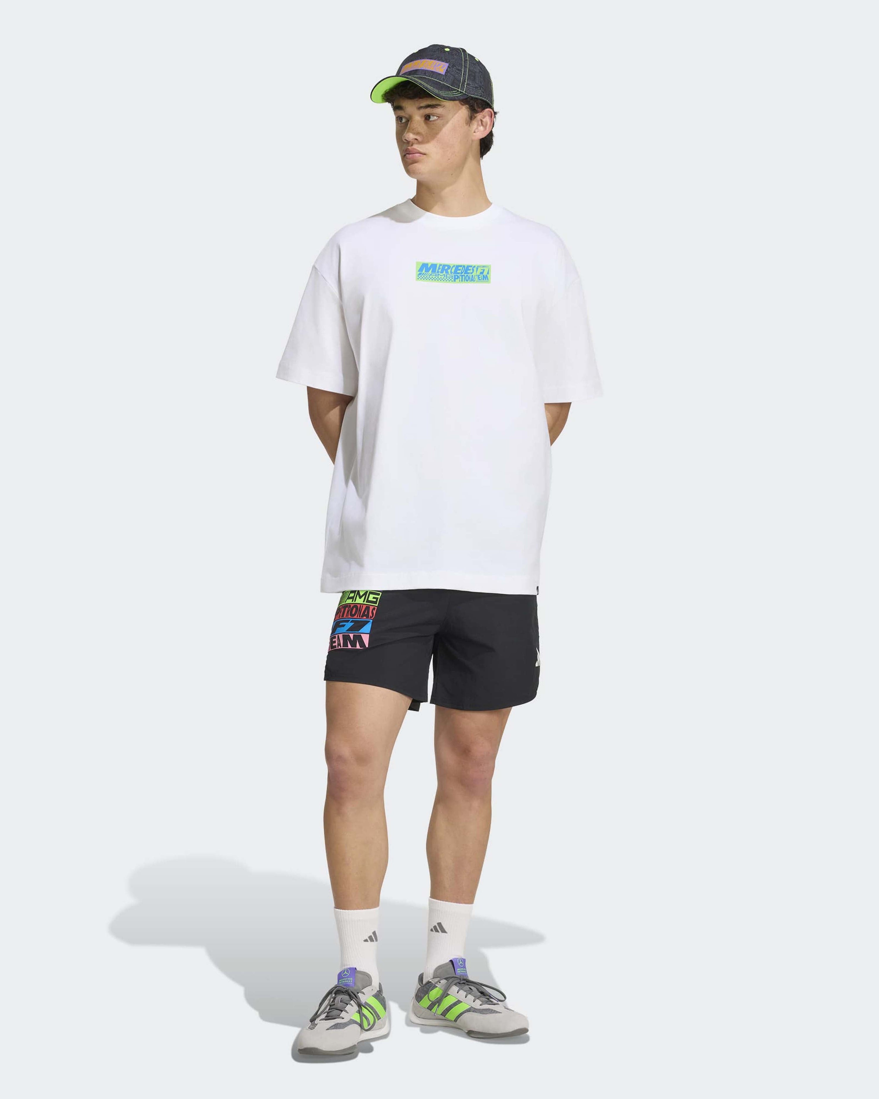Unisex Lights On T-shirt White — additional product detail showing Mercedes-AMG PETRONAS F1 styling and product details | Dash Racegear