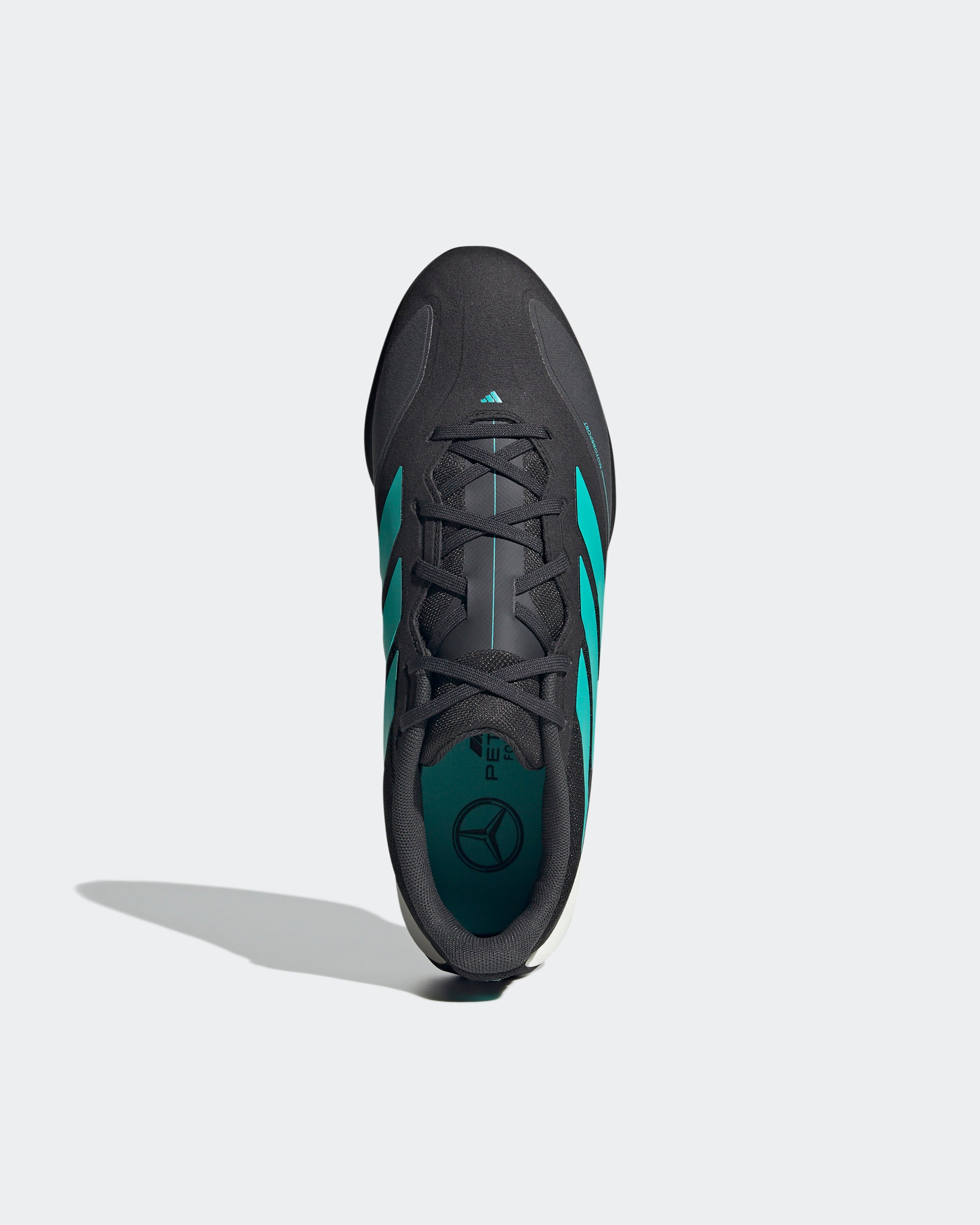 League Shoes Black — close-up design detail showing Mercedes-AMG PETRONAS F1 styling and product details | Dash Racegear