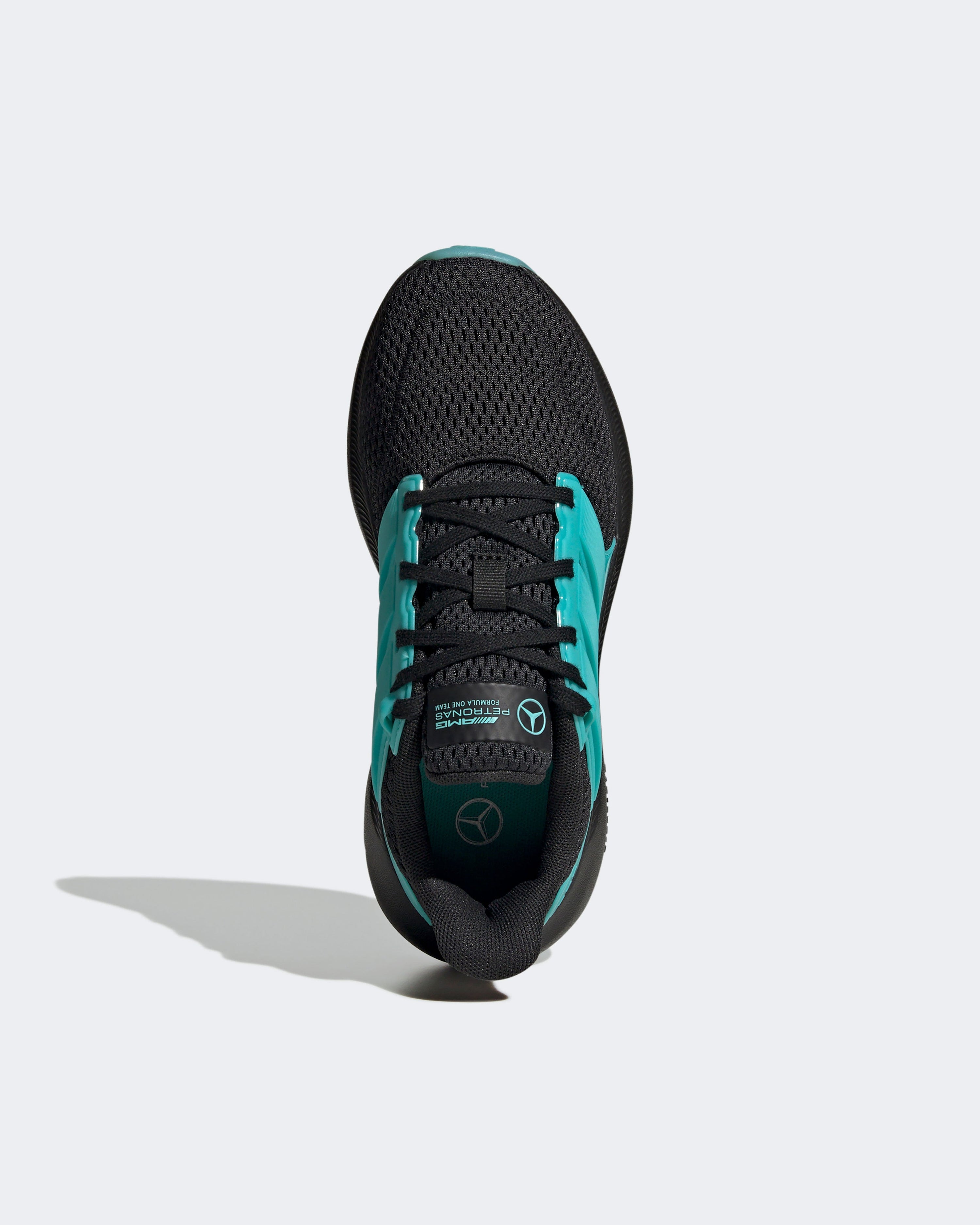 Juniors Ultimashow 2.0 Shoes Black/Teal — alternate product angle showing Mercedes-AMG PETRONAS F1 styling and product details | Dash Racegear