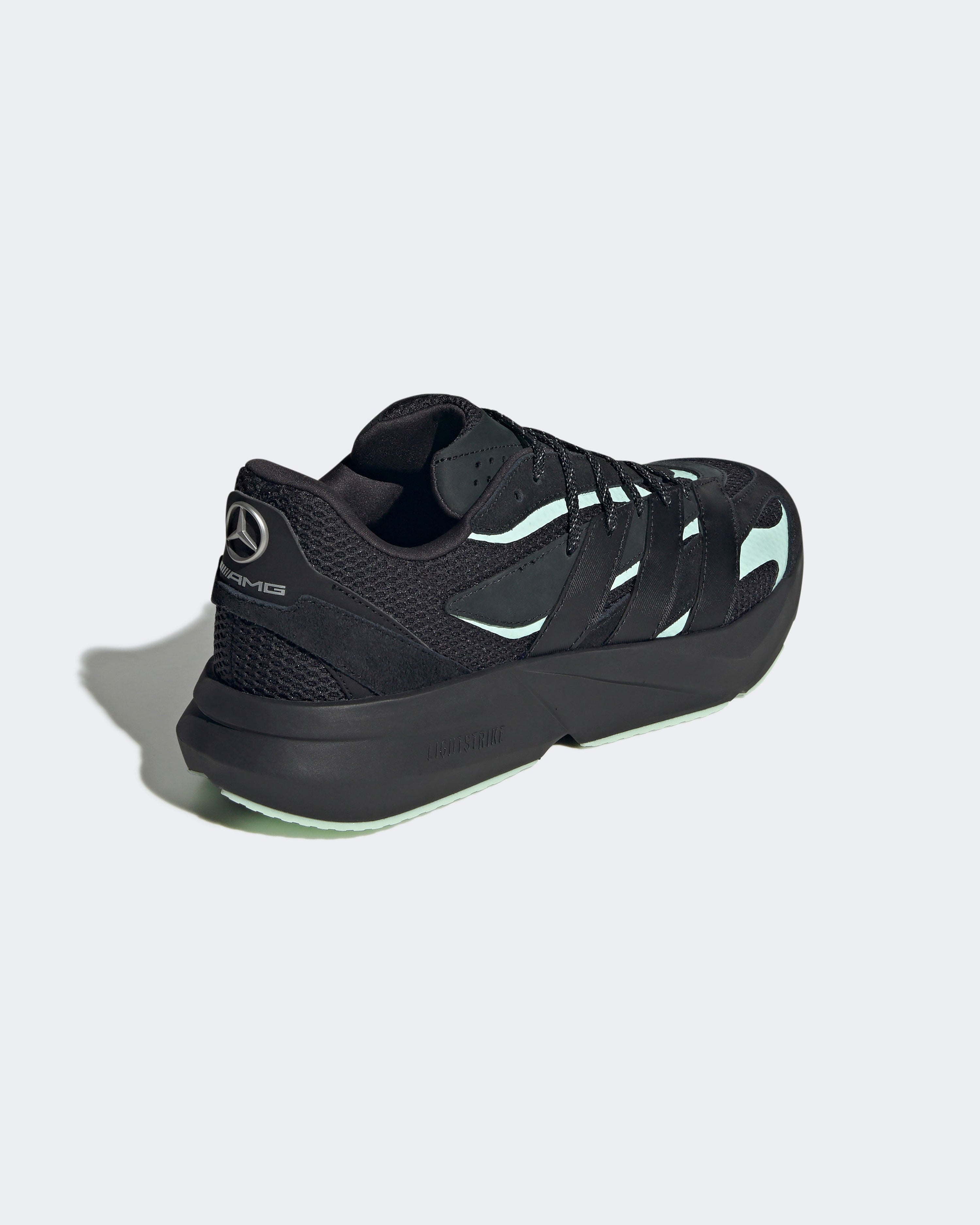 Lightblaze Shoes Black — close-up design detail showing Mercedes-AMG PETRONAS F1 styling and product details | Dash Racegear