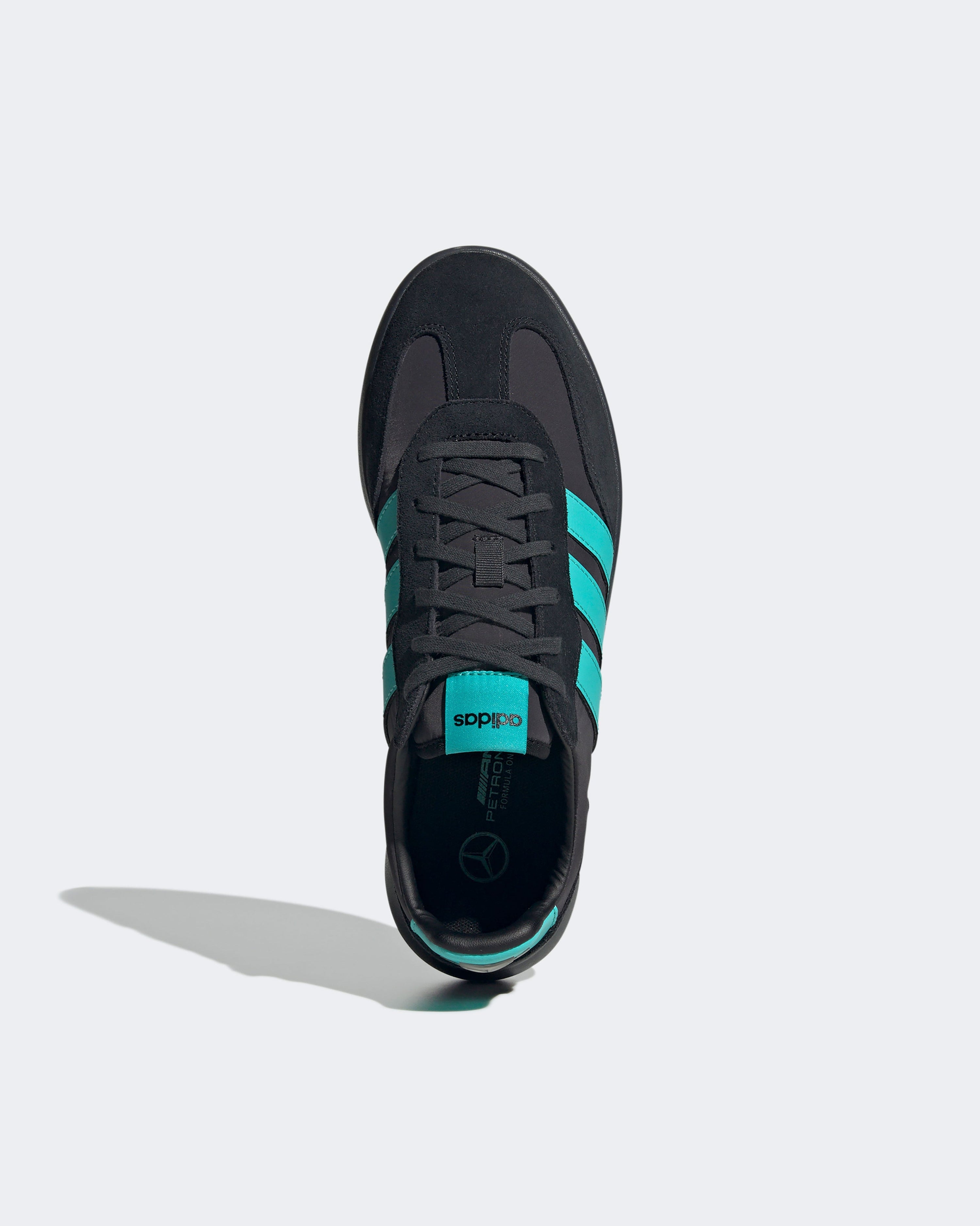 Barreda Decode Shoes Black — close-up design detail showing Mercedes-AMG PETRONAS F1 styling and product details | Dash Racegear