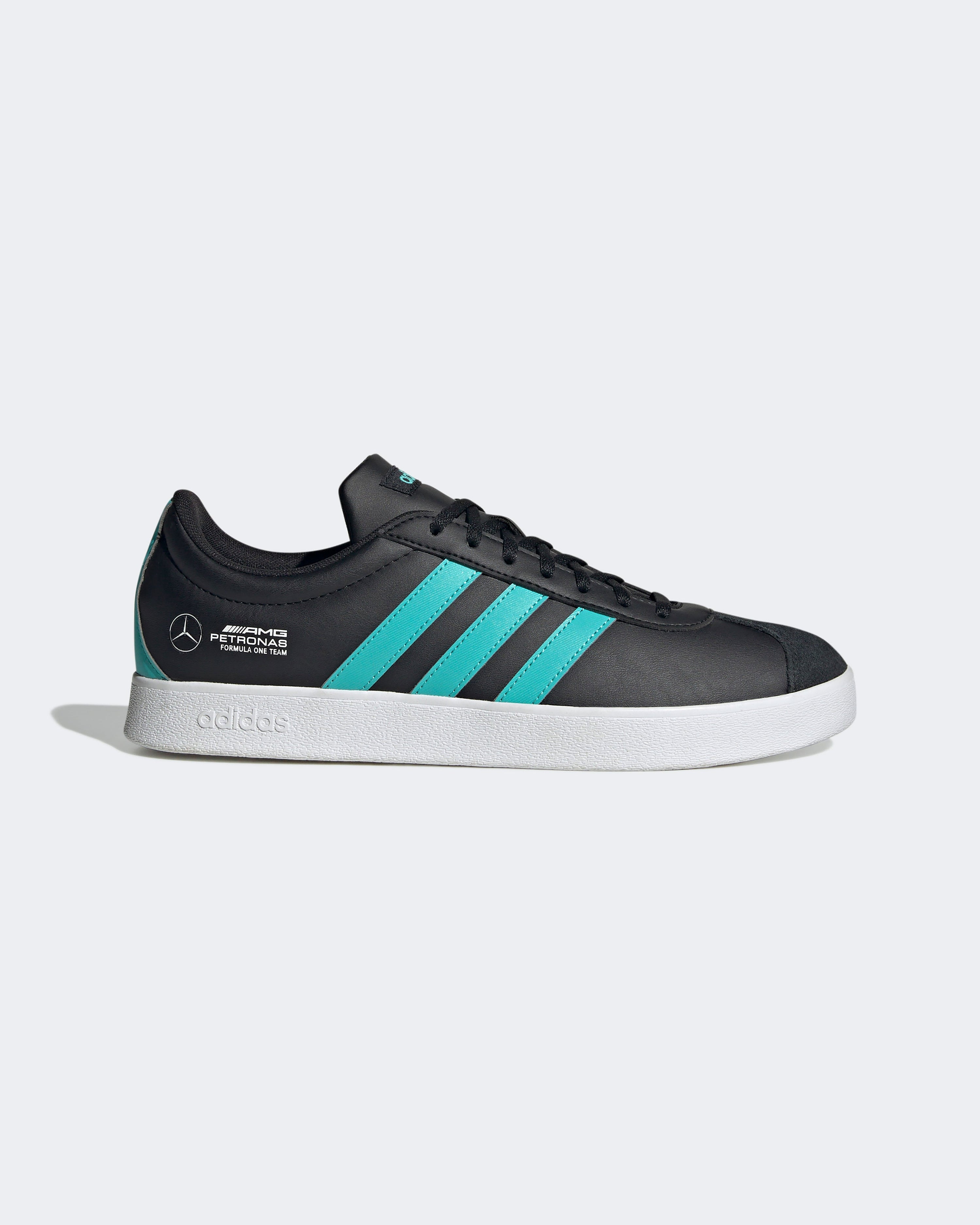 Vl Court Base Trainers Black/Teal — primary product view showing Mercedes-AMG PETRONAS F1 styling and product details | Dash Racegear