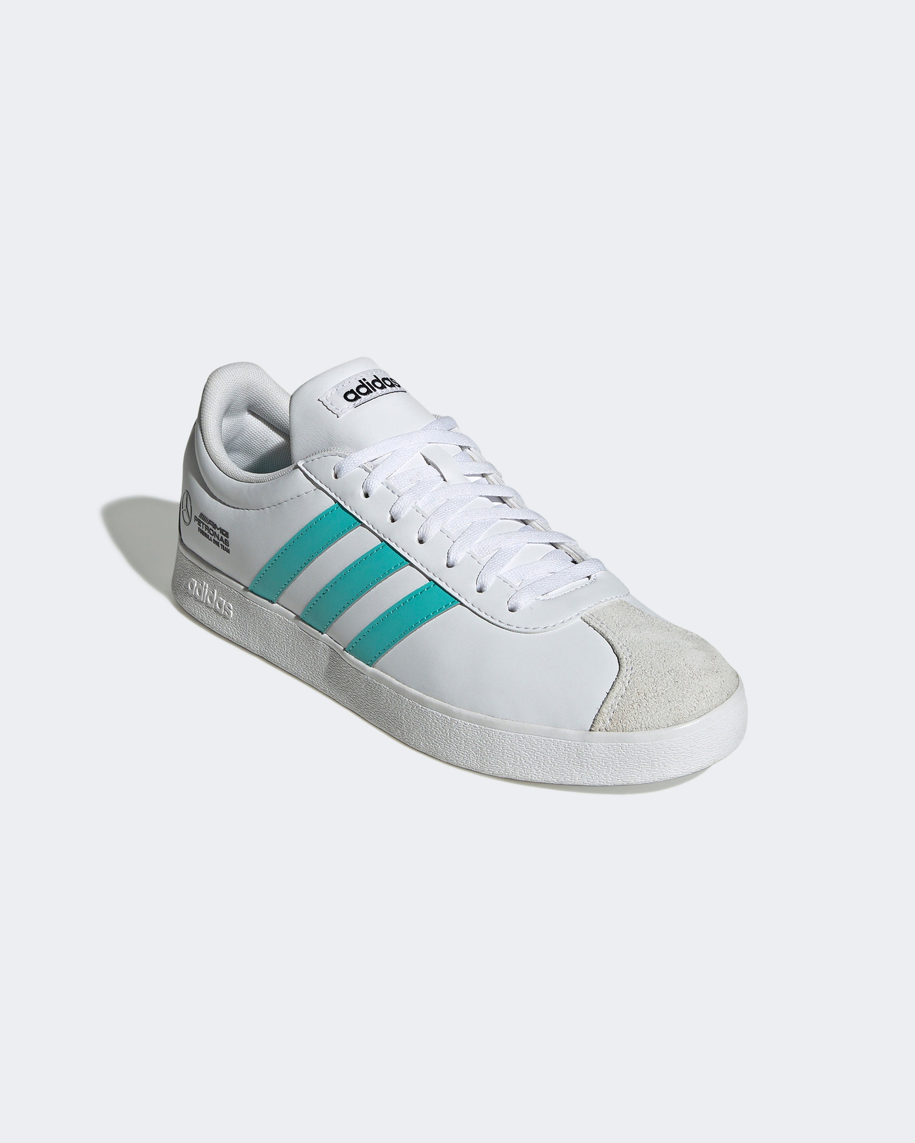 Vl Court Base Trainers White — alternate product angle showing Mercedes-AMG PETRONAS F1 styling and product details | Dash Racegear