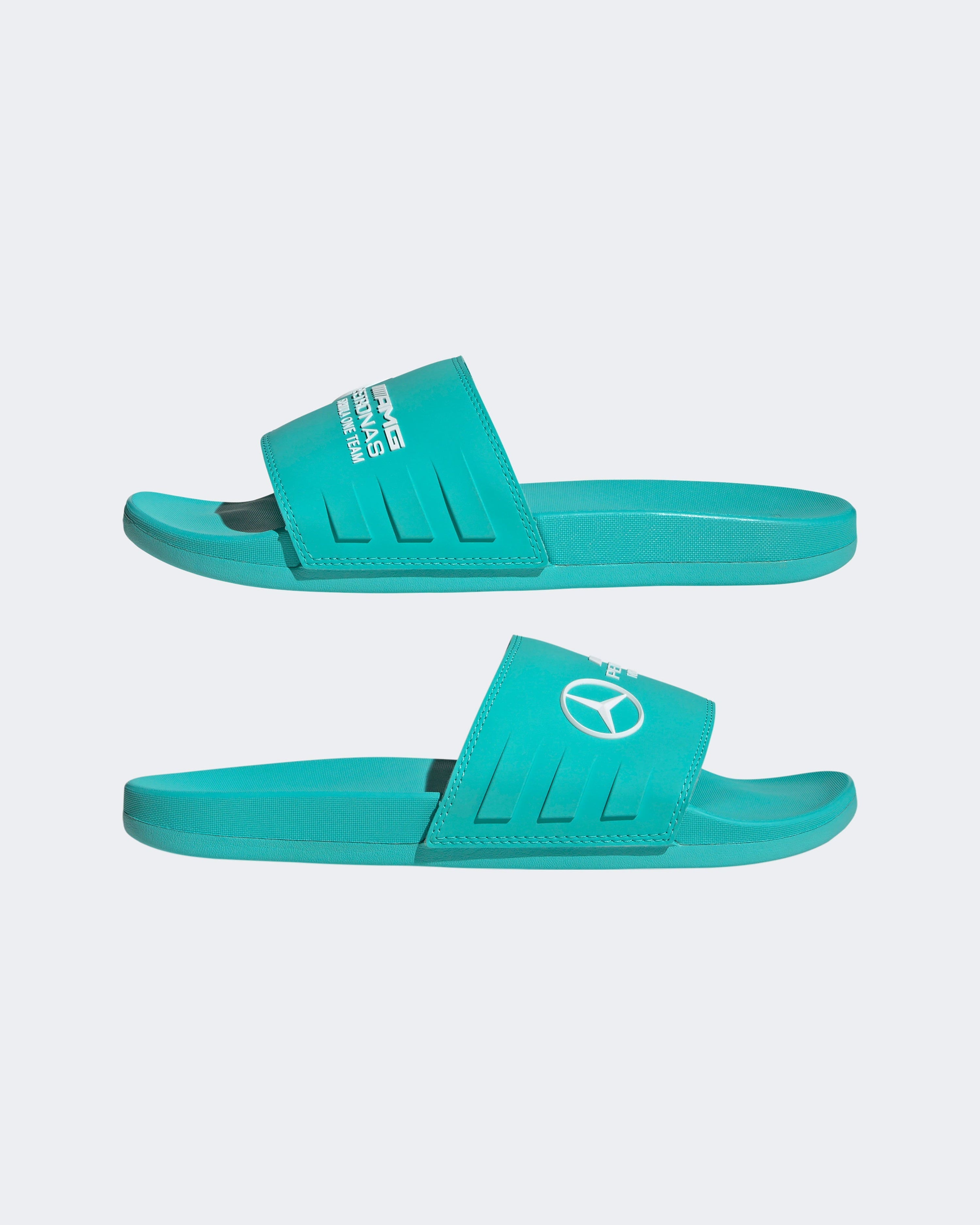 Adilette Comfort Slides Teal — additional product detail showing Mercedes-AMG PETRONAS F1 styling and product details | Dash Racegear