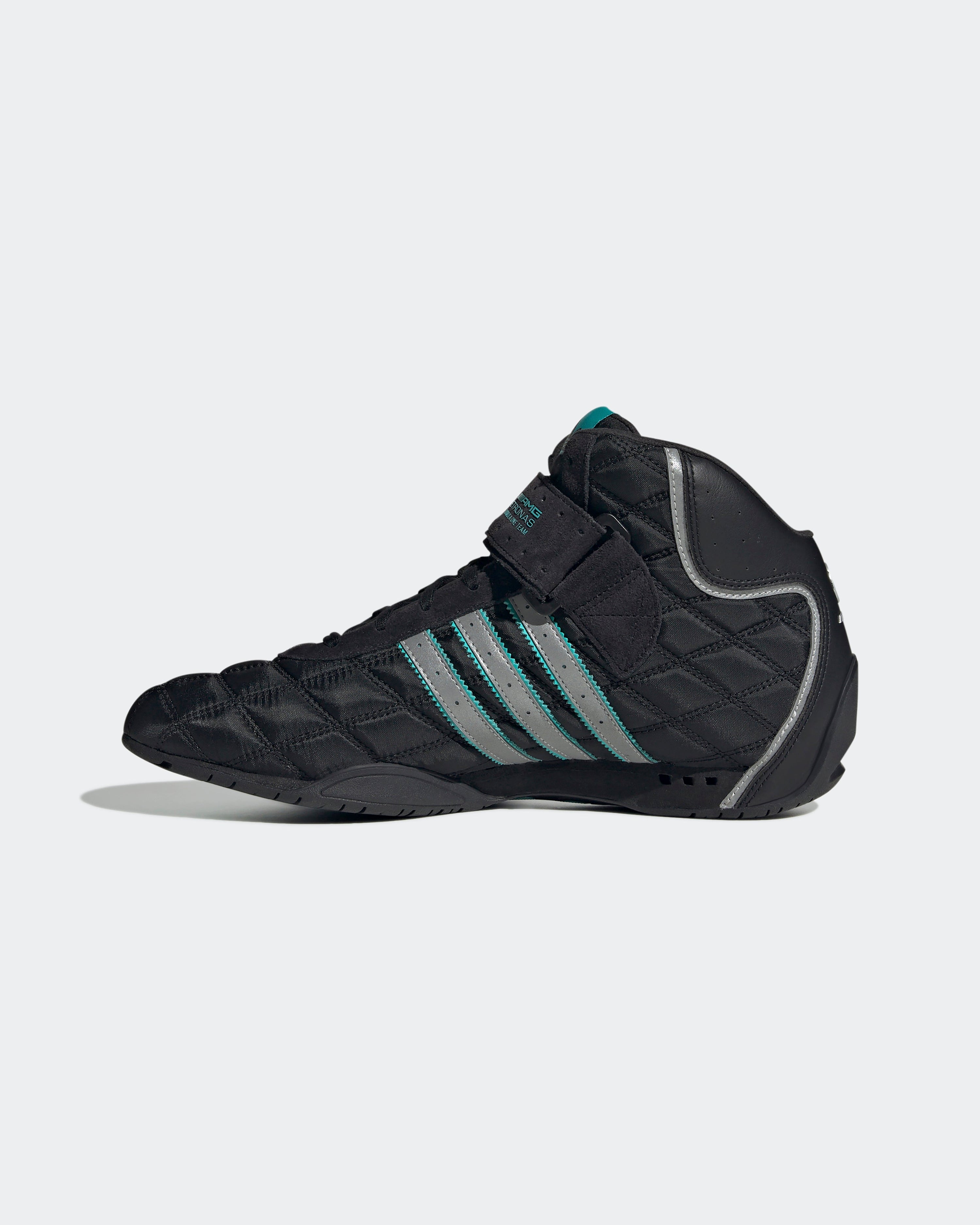 Adi Racer Hi Shoes Black — additional product detail showing Mercedes-AMG PETRONAS F1 styling and product details | Dash Racegear