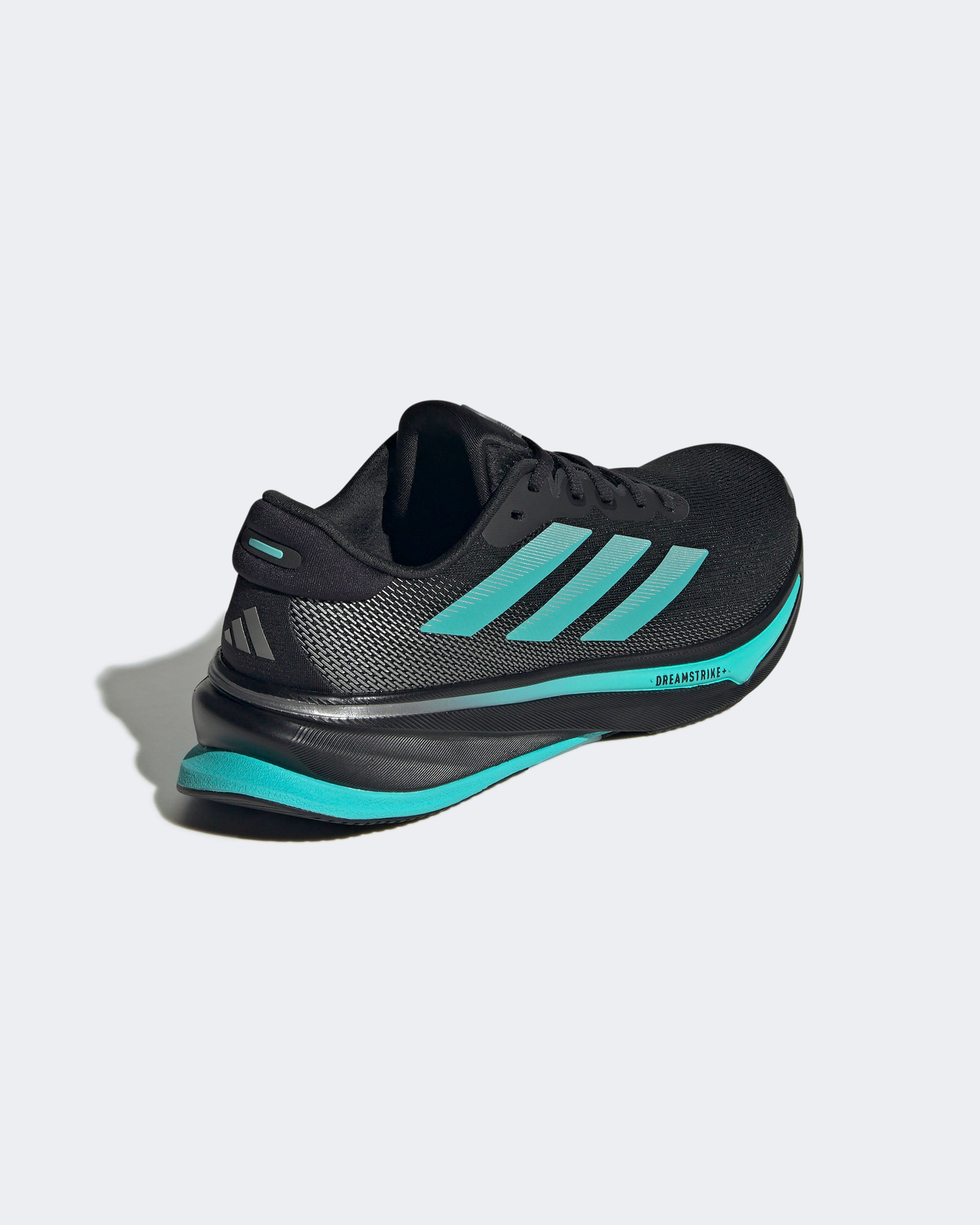 Womens Supernova Rise 2 Trainers Black — close-up design detail showing Mercedes-AMG PETRONAS F1 styling and product details | Dash Racegear