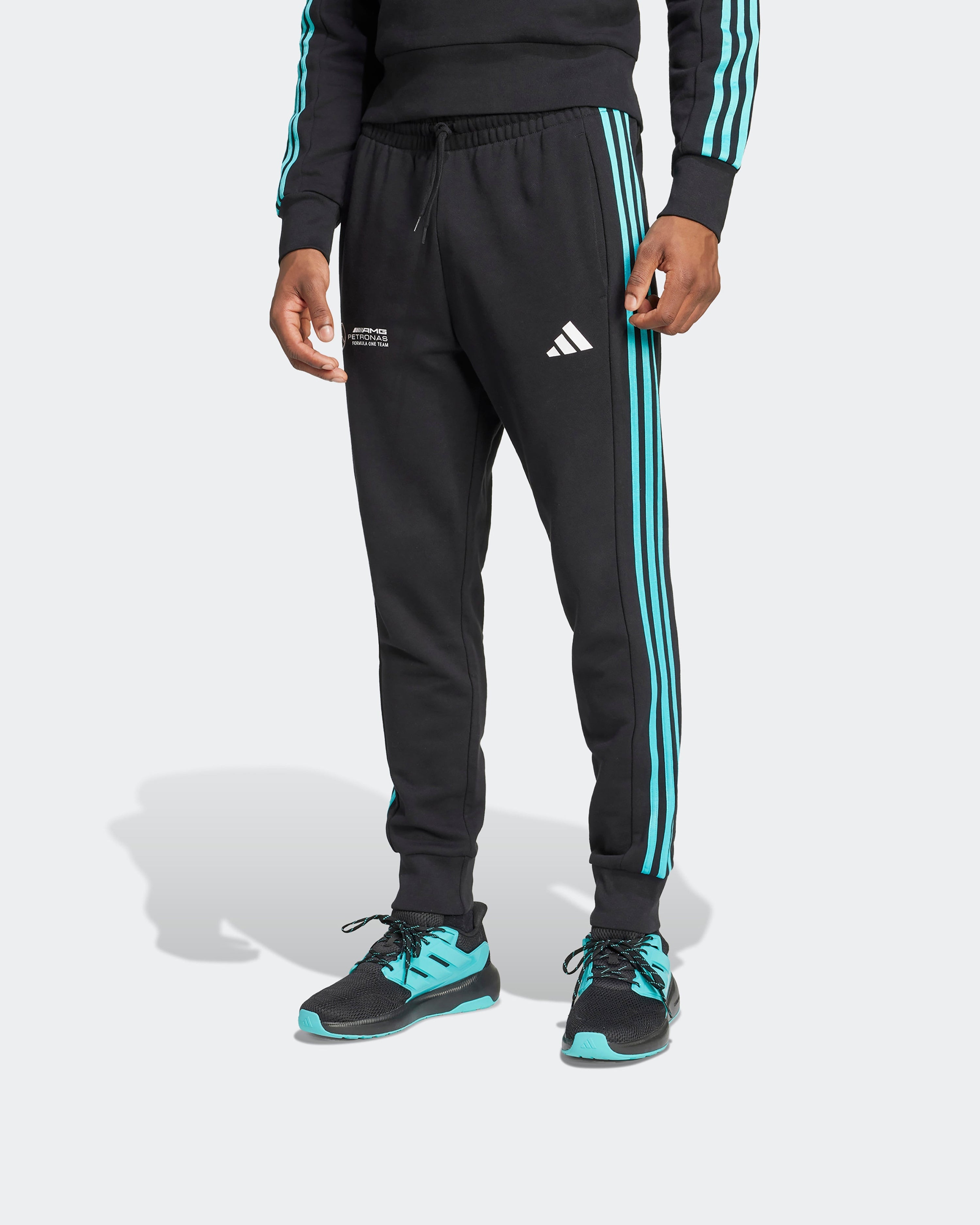 Mens DNA Joggers Black — primary product view showing Mercedes-AMG PETRONAS F1 styling and product details | Dash Racegear