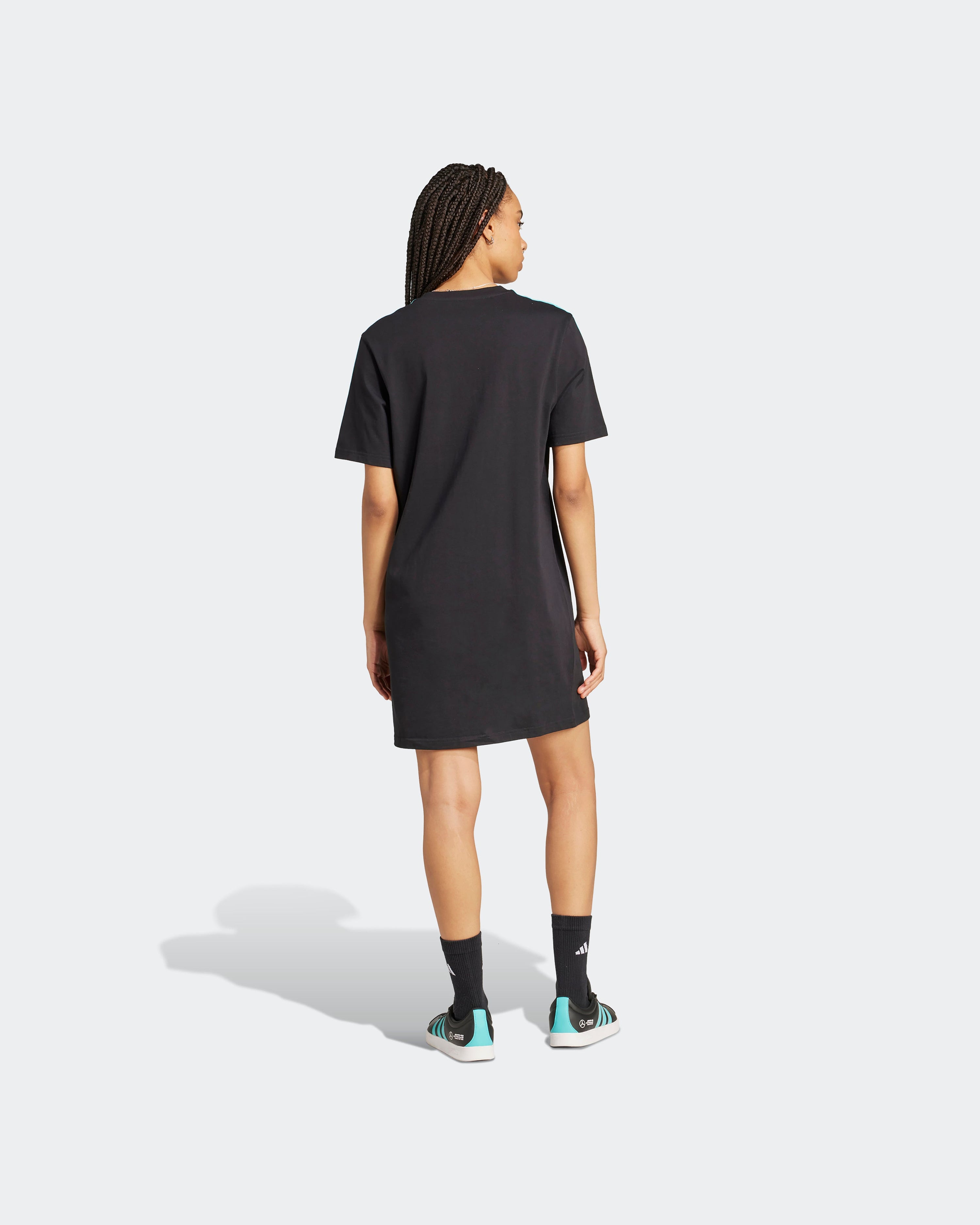 Womens DNA Tee Dress Black — alternate product angle showing Mercedes-AMG PETRONAS F1 styling and product details | Dash Racegear