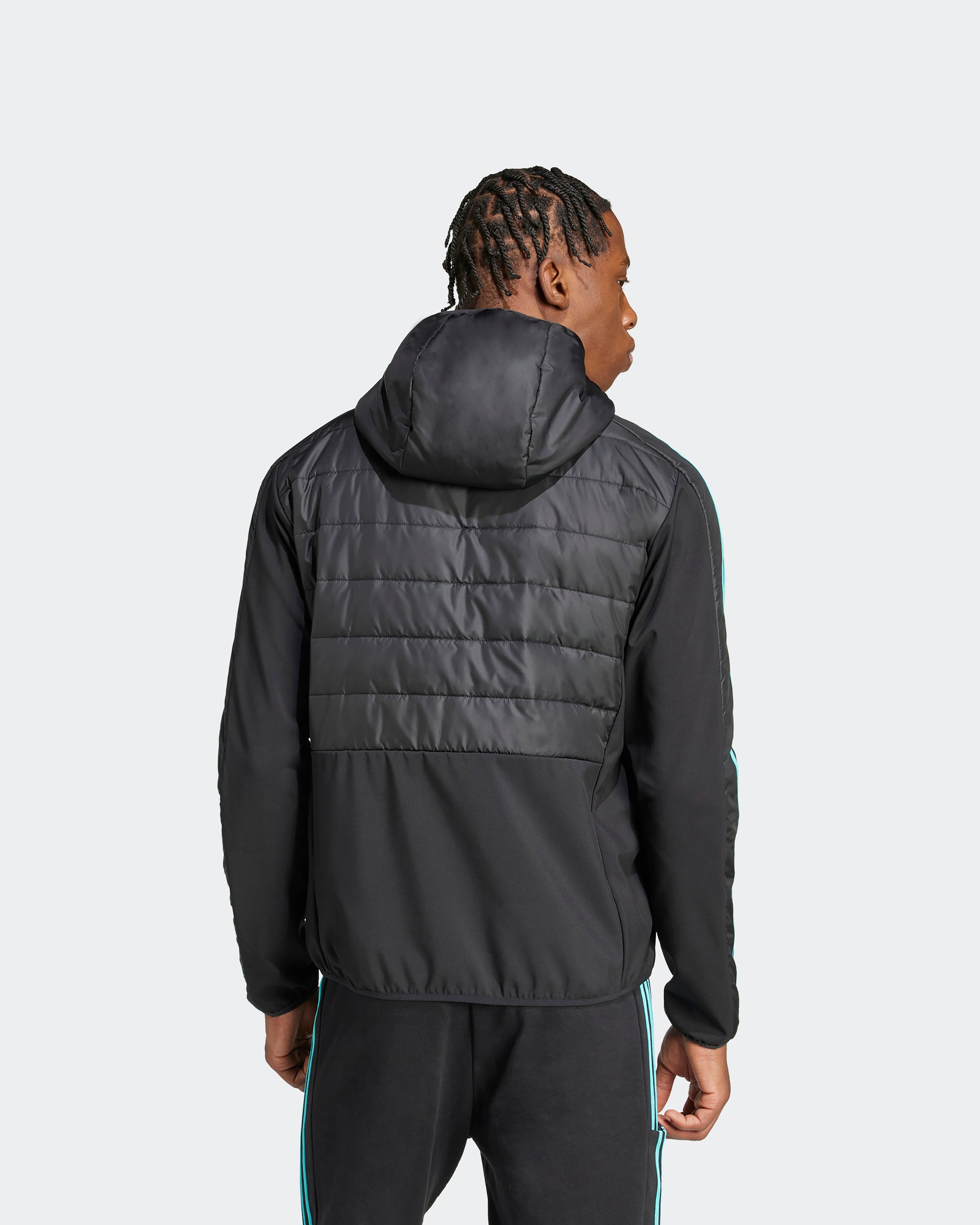 Mens DNA Puffer Jacket Black — alternate product angle showing Mercedes-AMG PETRONAS F1 styling and product details | Dash Racegear
