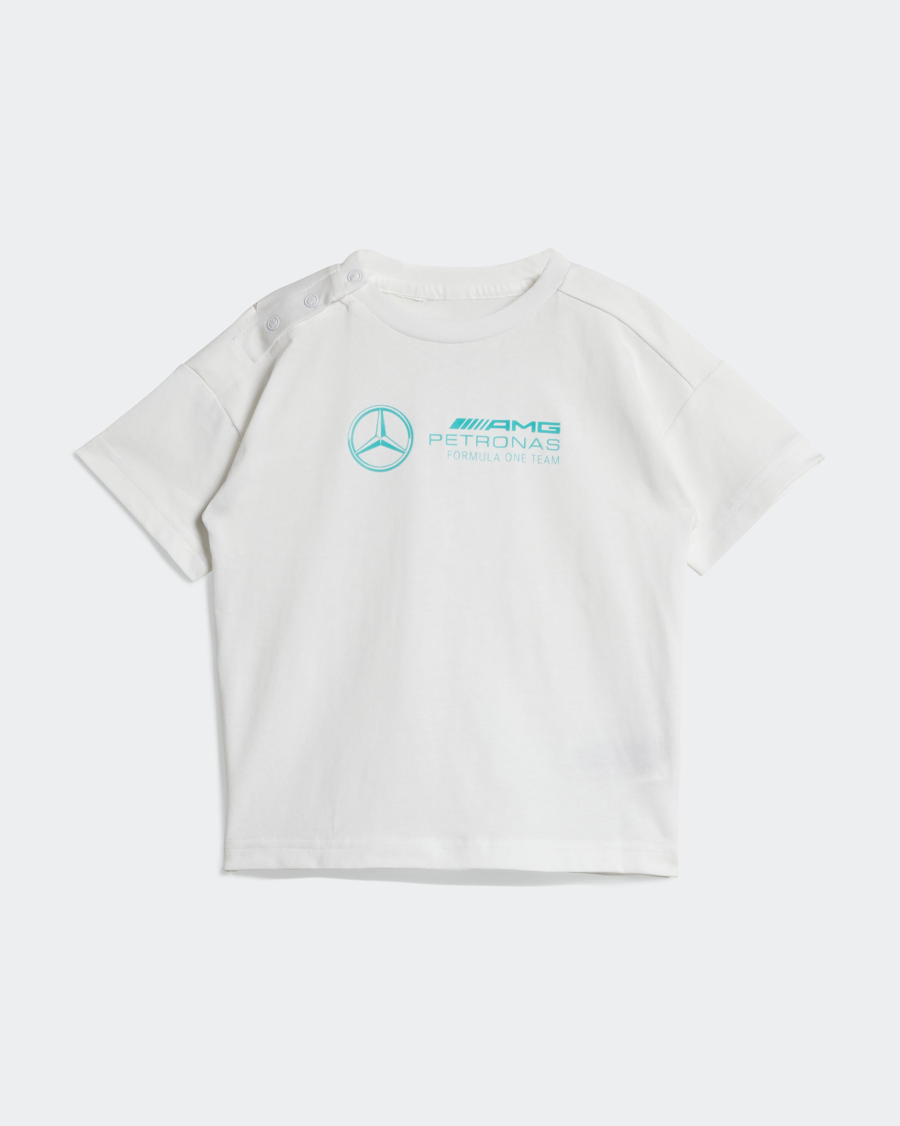 Kids DNA Short Sleeve Jogger White — alternate product angle showing Mercedes-AMG PETRONAS F1 styling and product details | Dash Racegear