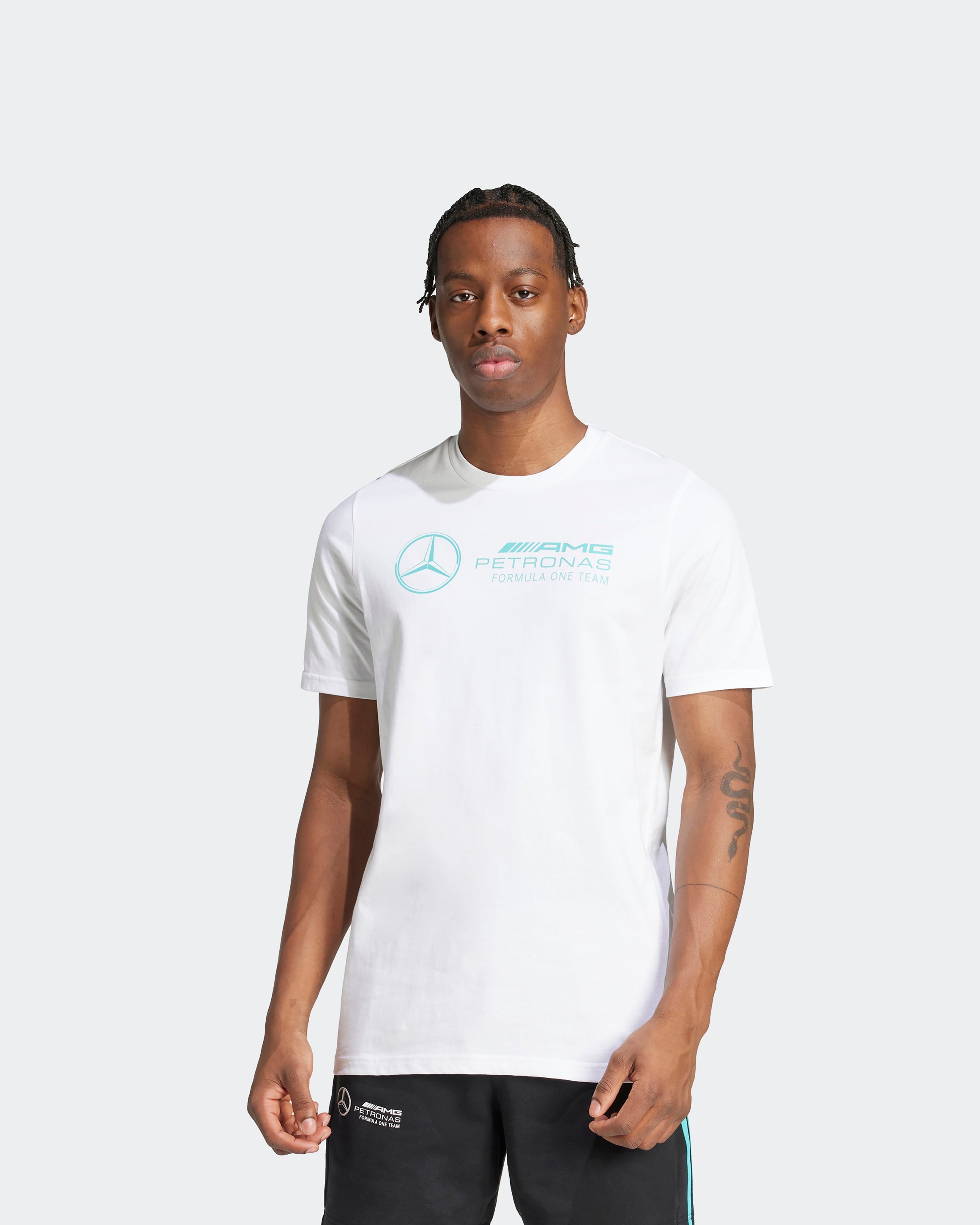 Mens DNA Graphic T-Shirt White — primary product view showing Mercedes-AMG PETRONAS F1 styling and product details | Dash Racegear
