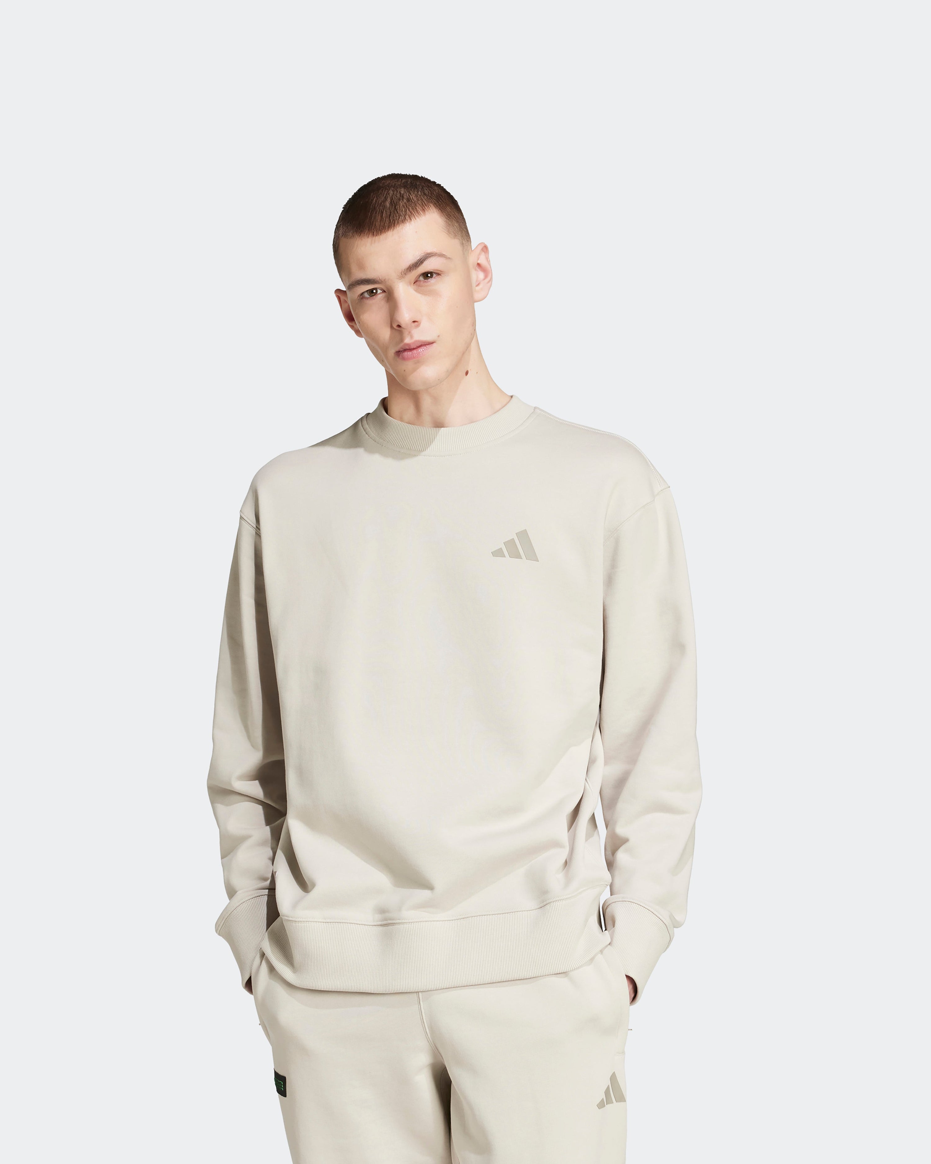 Mens Premium Sweat-Top Beige — primary product view showing Mercedes-AMG PETRONAS F1 styling and product details | Dash Racegear