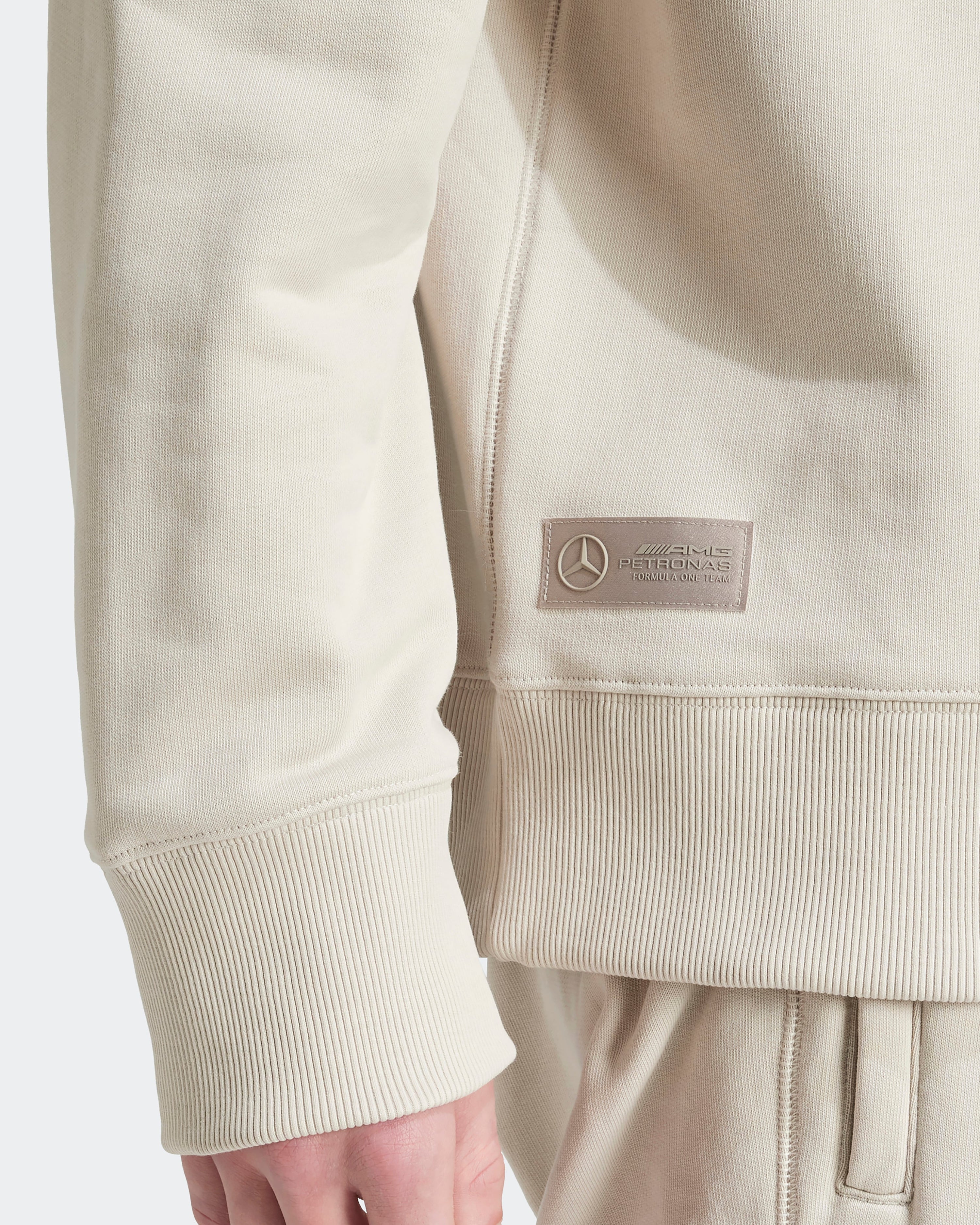 Mens Premium Sweat-Top Beige — additional product detail showing Mercedes-AMG PETRONAS F1 styling and product details | Dash Racegear