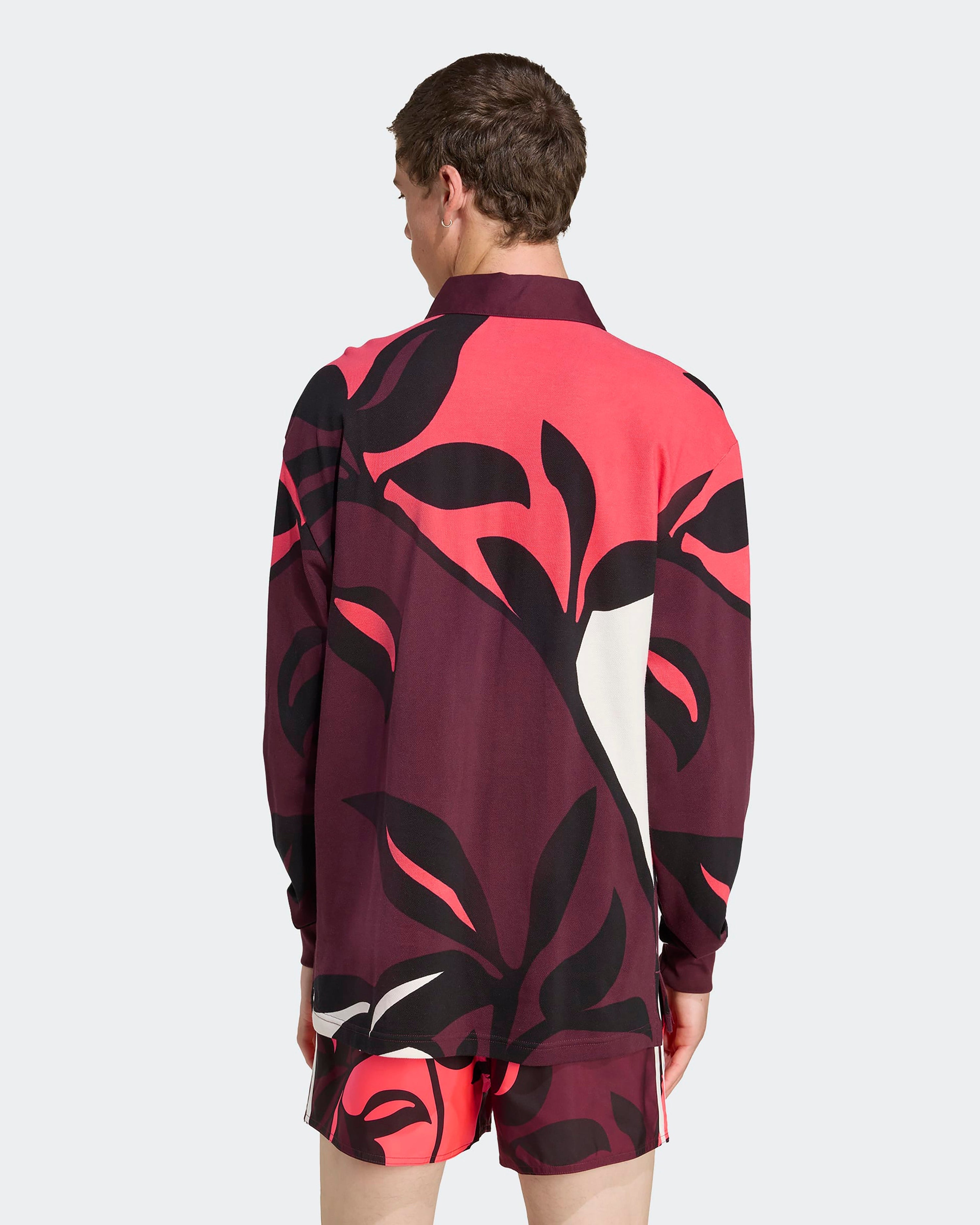 Mens Miami Long Sleeve Polo Floral — close-up design detail showing Mercedes-AMG PETRONAS F1 styling and product details | Dash Racegear