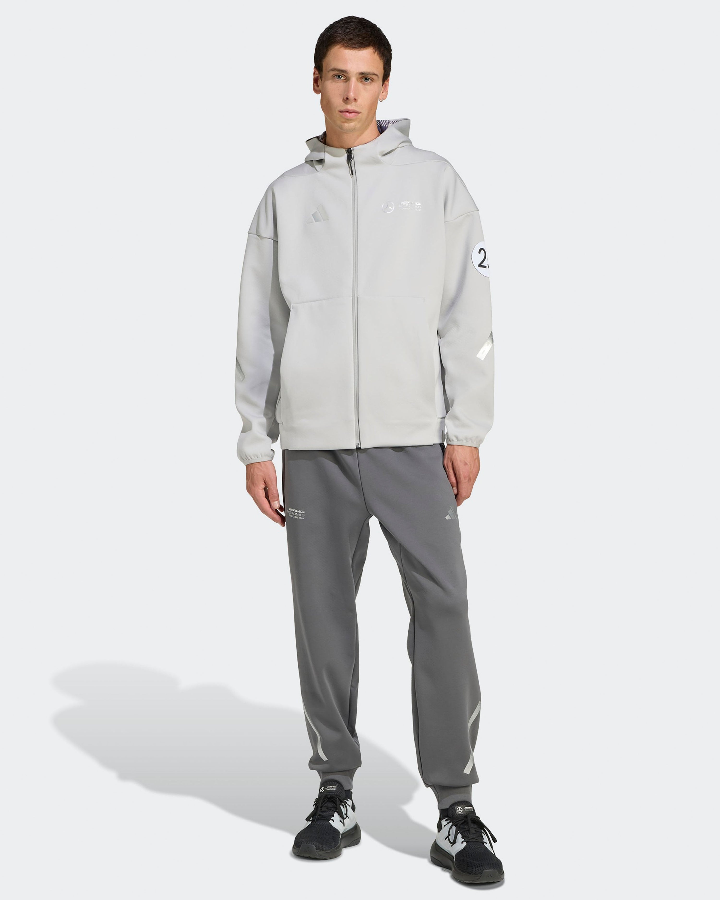Mens Silver Arrows Full-Zip Hoody Grey — additional product detail showing Mercedes-AMG PETRONAS F1 styling and product details | Dash Racegear