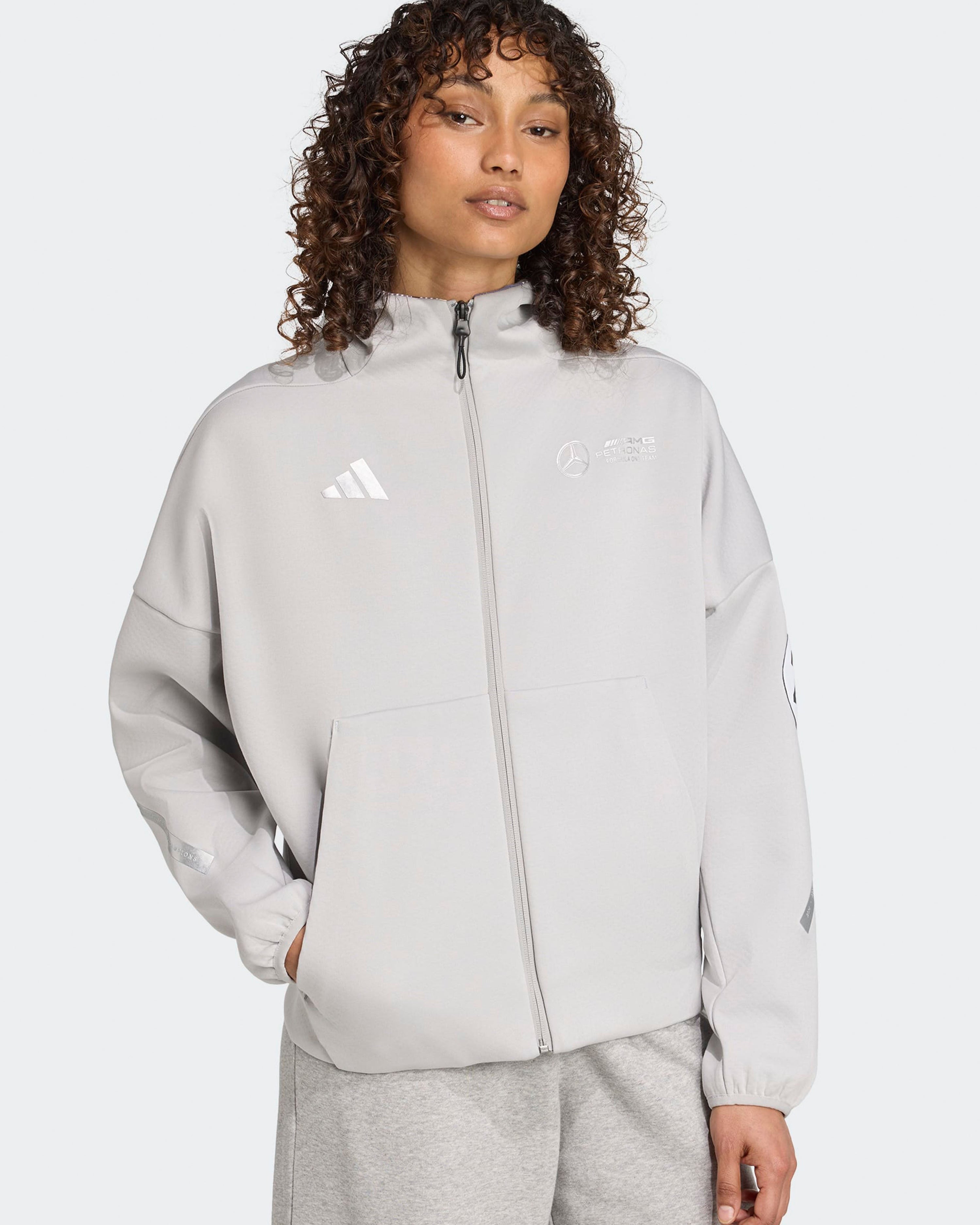 Womens Silver Arrows Full-Zip Hoody Grey — primary product view showing Mercedes-AMG PETRONAS F1 styling and product details | Dash Racegear