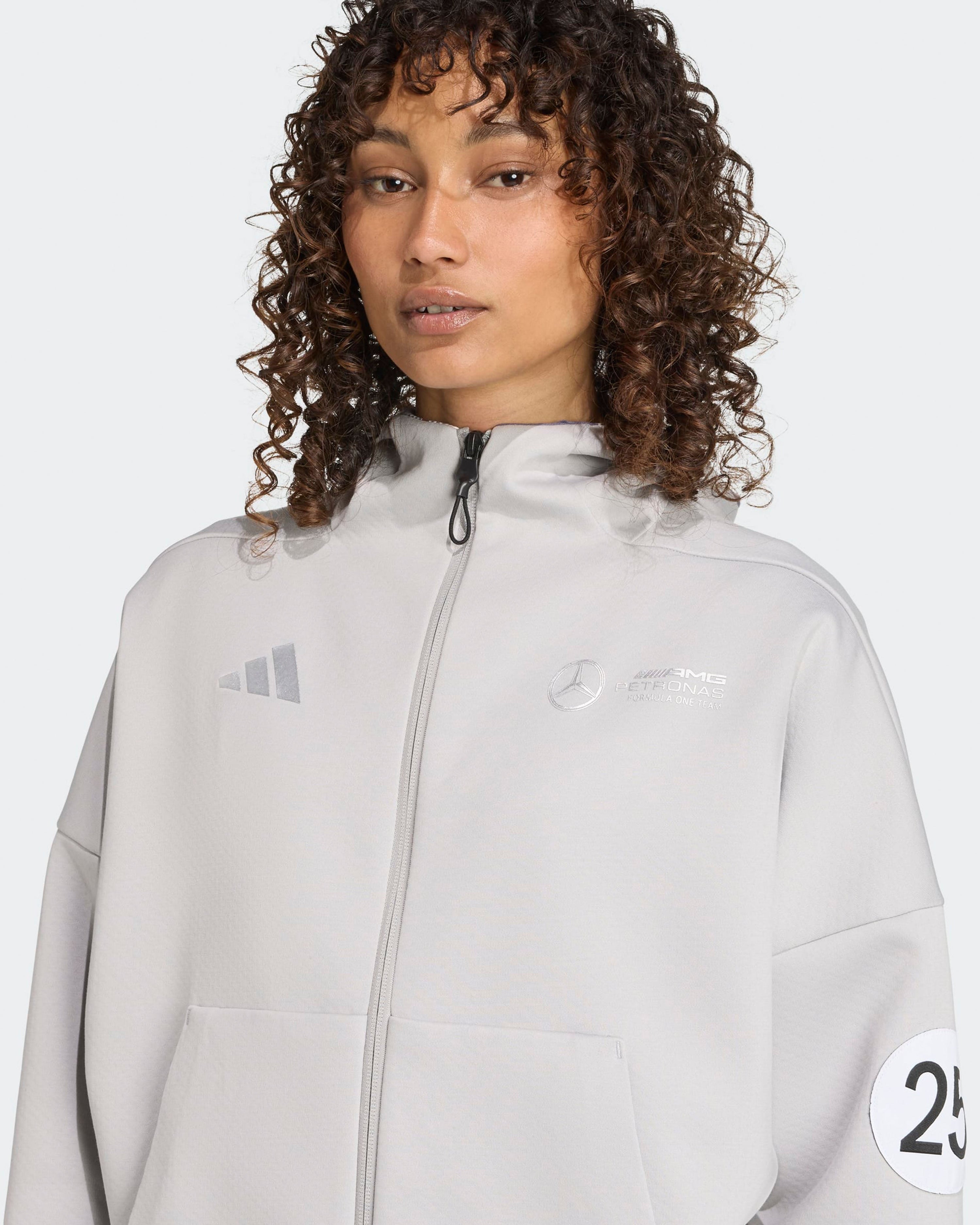 Womens Silver Arrows Full-Zip Hoody Grey — additional product detail showing Mercedes-AMG PETRONAS F1 styling and product details | Dash Racegear