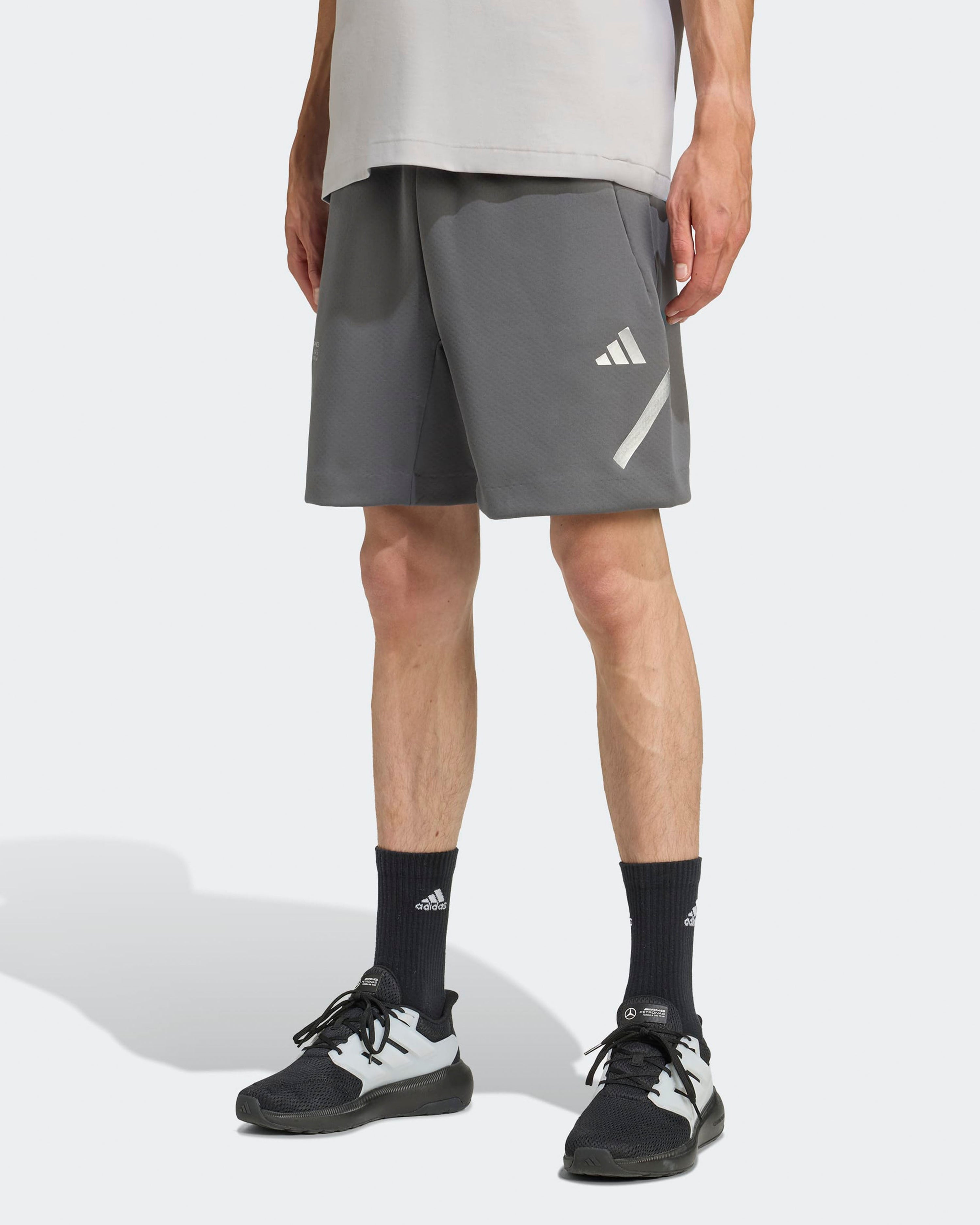 Mens Silver Arrows Shorts Grey — primary product view showing Mercedes-AMG PETRONAS F1 styling and product details | Dash Racegear