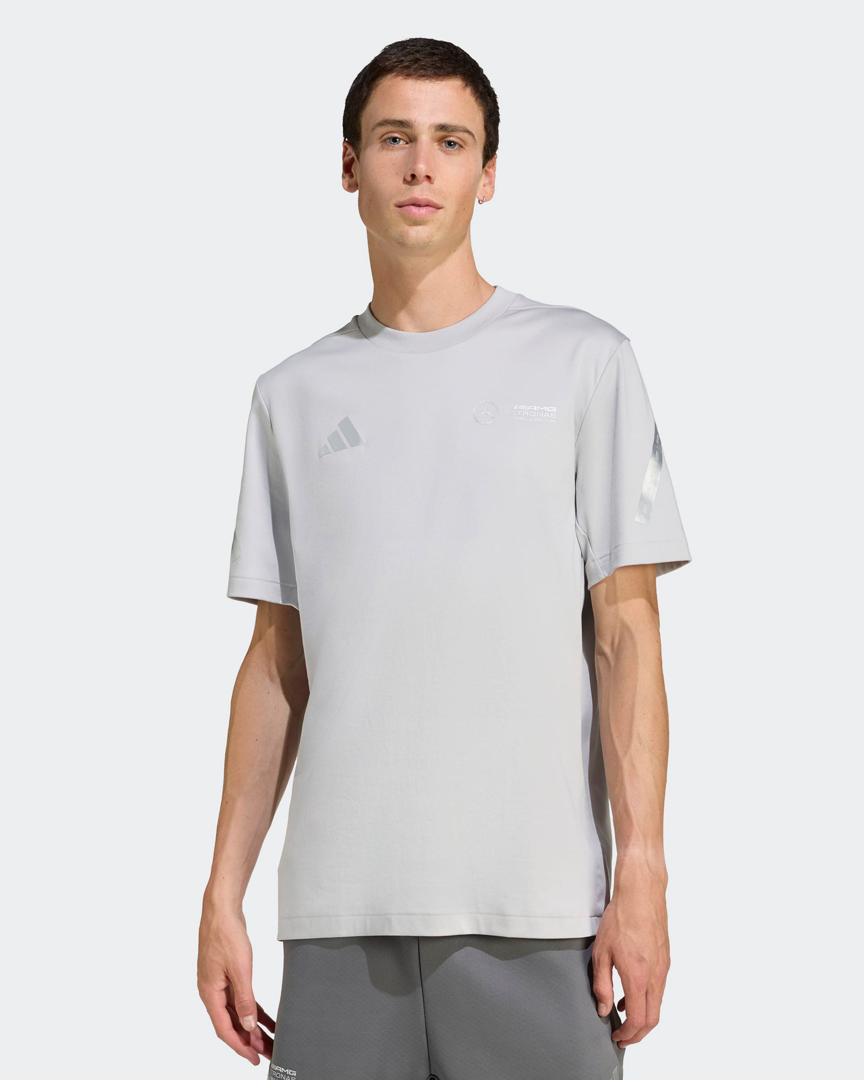 Mens Silver Arrows T-shirt Grey — primary product view showing Mercedes-AMG PETRONAS F1 styling and product details | Dash Racegear