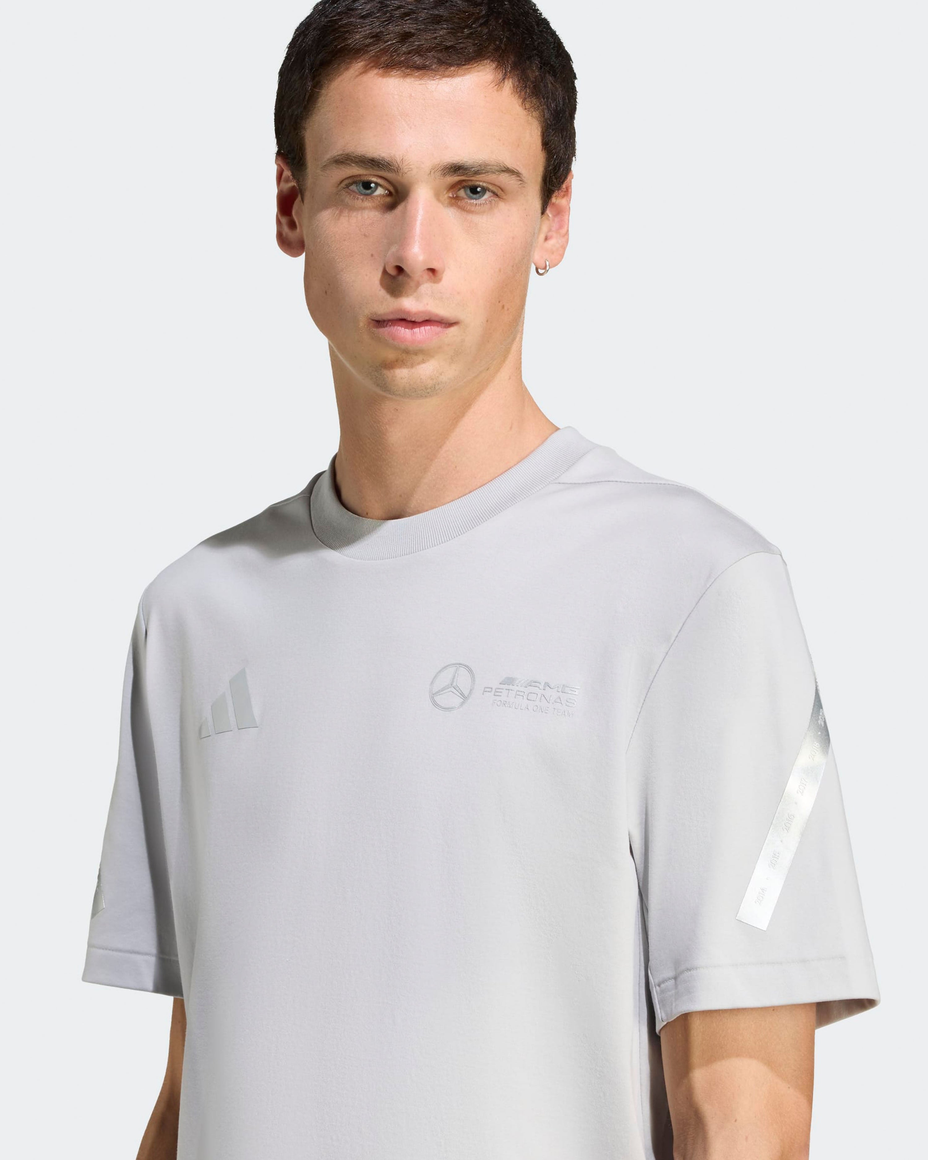 Mens Silver Arrows T-shirt Grey — additional product detail showing Mercedes-AMG PETRONAS F1 styling and product details | Dash Racegear