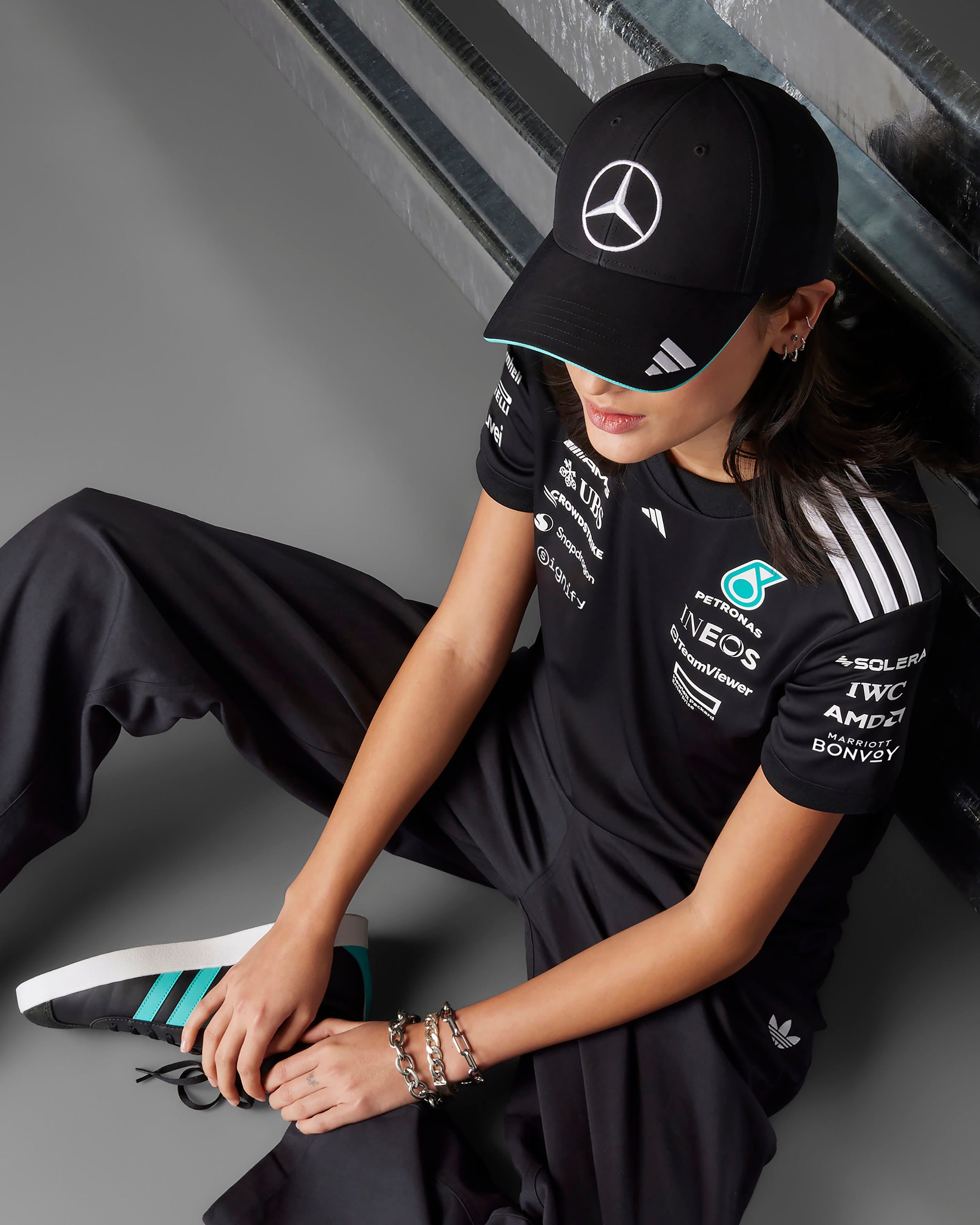 2025 Driver Cap Black — additional product detail showing Mercedes-AMG PETRONAS F1 styling and product details | Dash Racegear