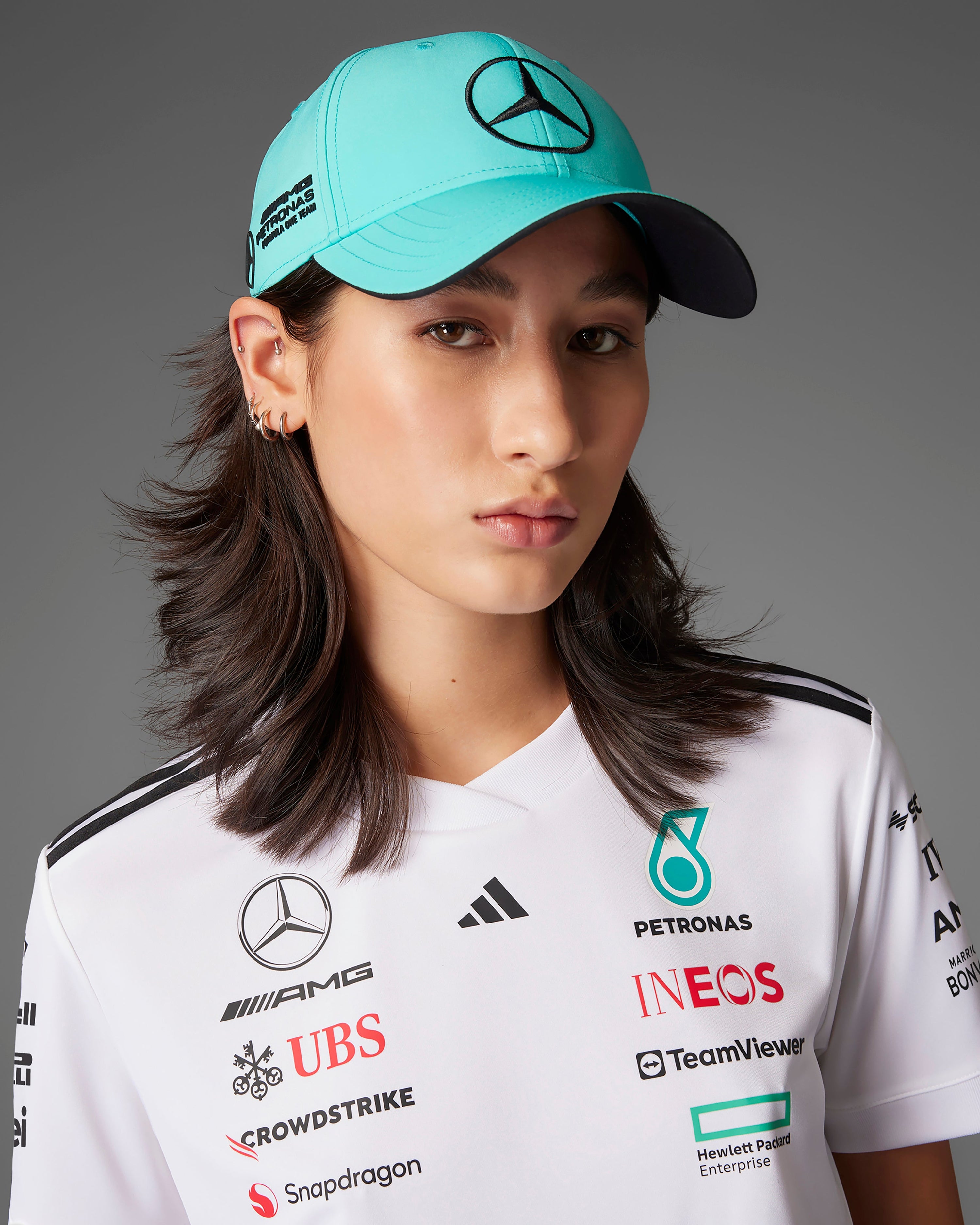 2025 Driver Cap Teal — additional product detail showing Mercedes-AMG PETRONAS F1 styling and product details | Dash Racegear