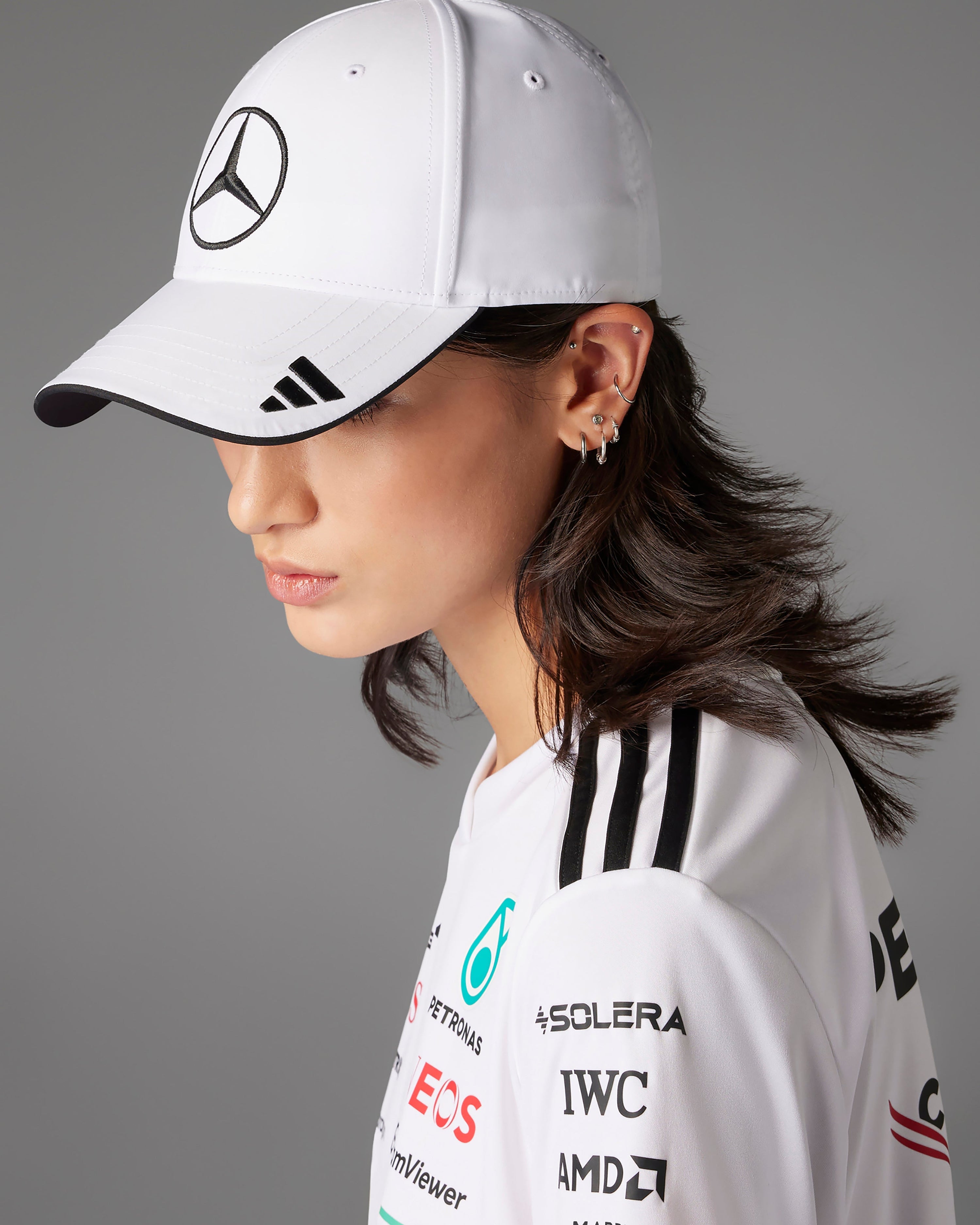 2025 Driver Cap White — additional product detail showing Mercedes-AMG PETRONAS F1 styling and product details | Dash Racegear