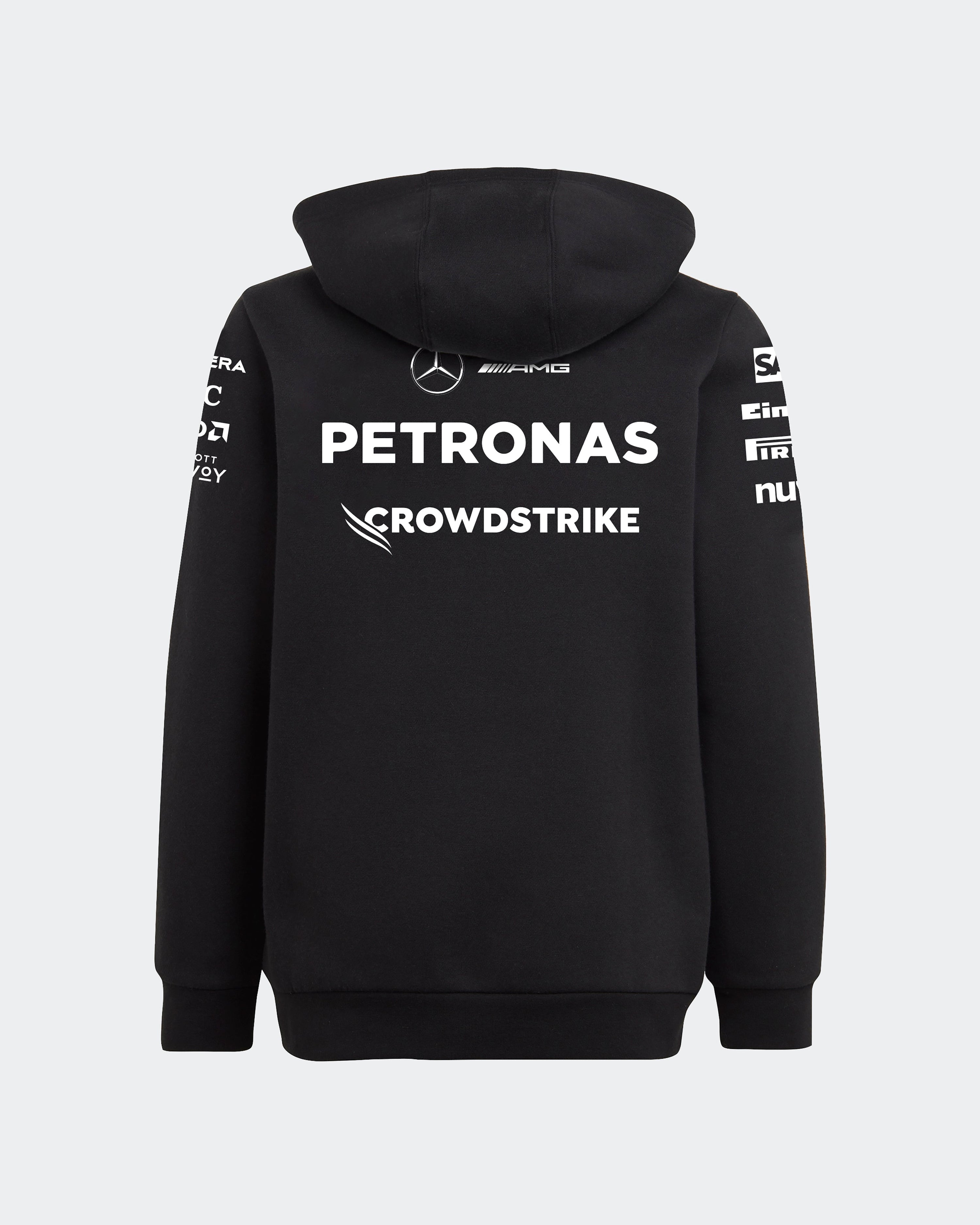 Kids 2025 Team Hoody Black — alternate product angle showing Mercedes-AMG PETRONAS F1 styling and product details | Dash Racegear
