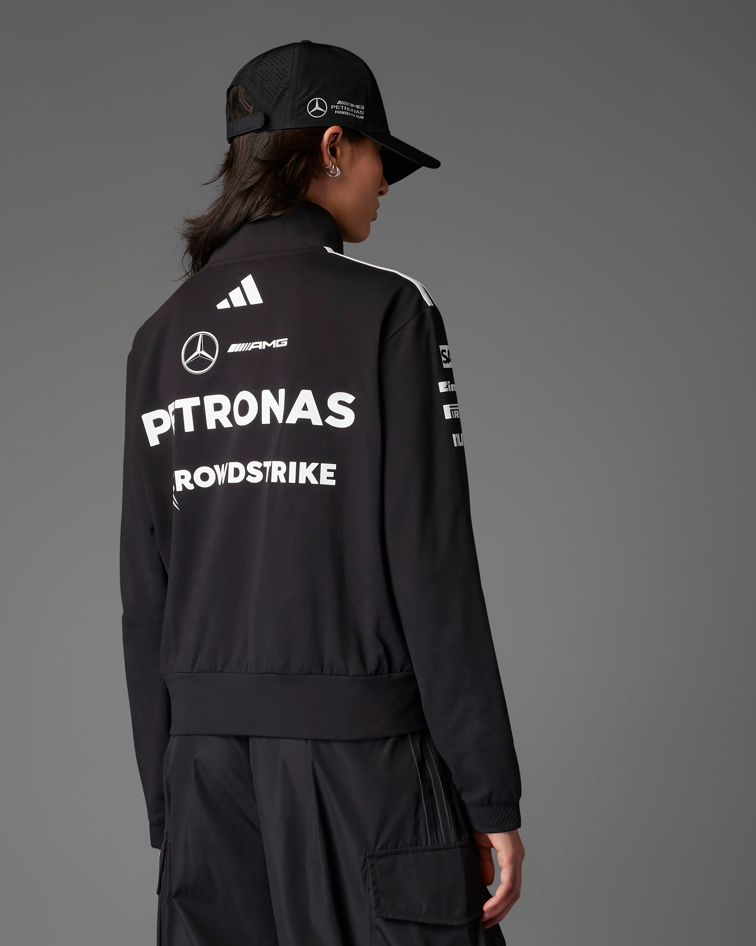 Womens 2025 Team Quarter Zip Black — additional product detail showing Mercedes-AMG PETRONAS F1 styling and product details | Dash Racegear