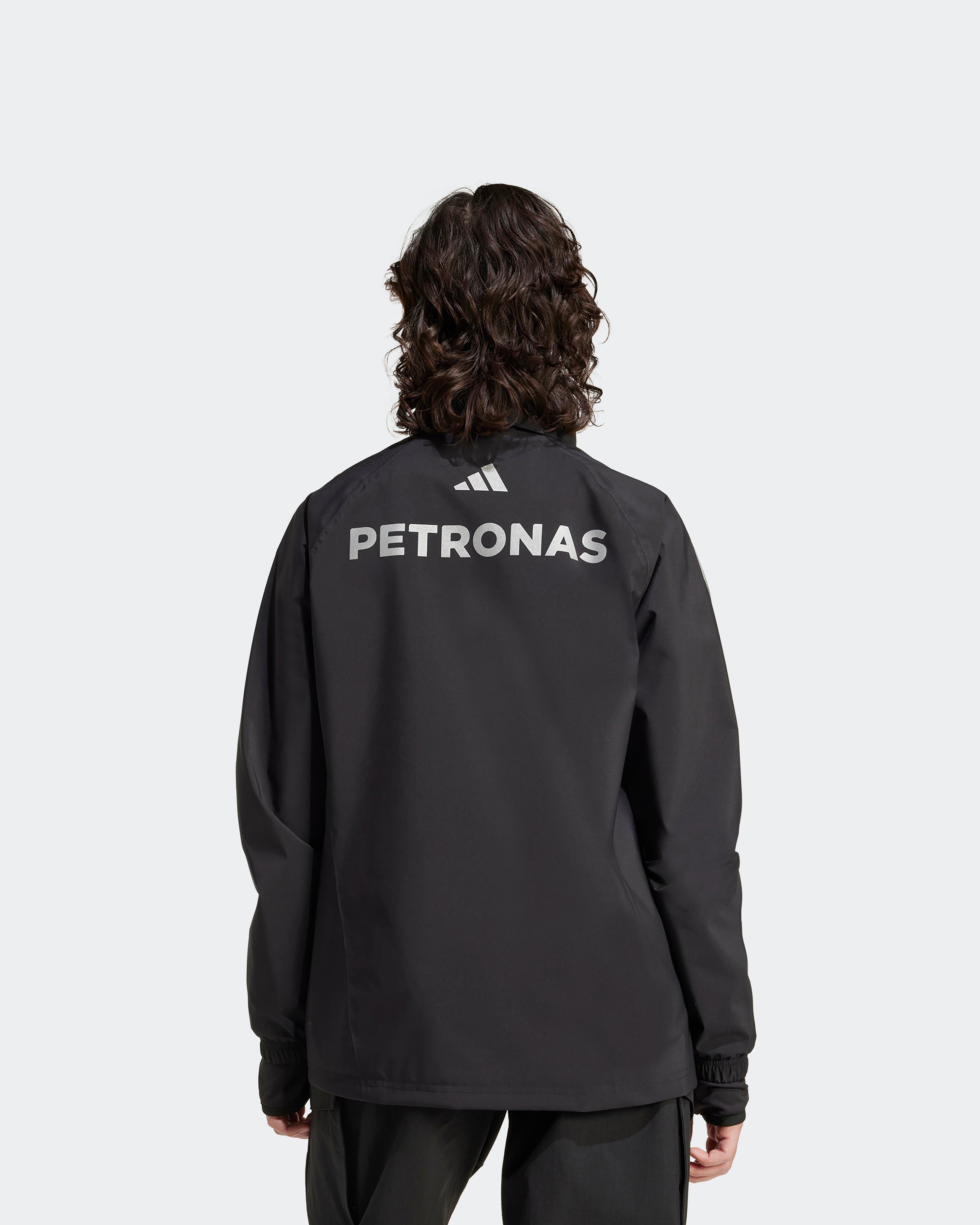 Womens 2025 Mechanics Rain Jacket Black — additional product detail showing Mercedes-AMG PETRONAS F1 styling and product details | Dash Racegear