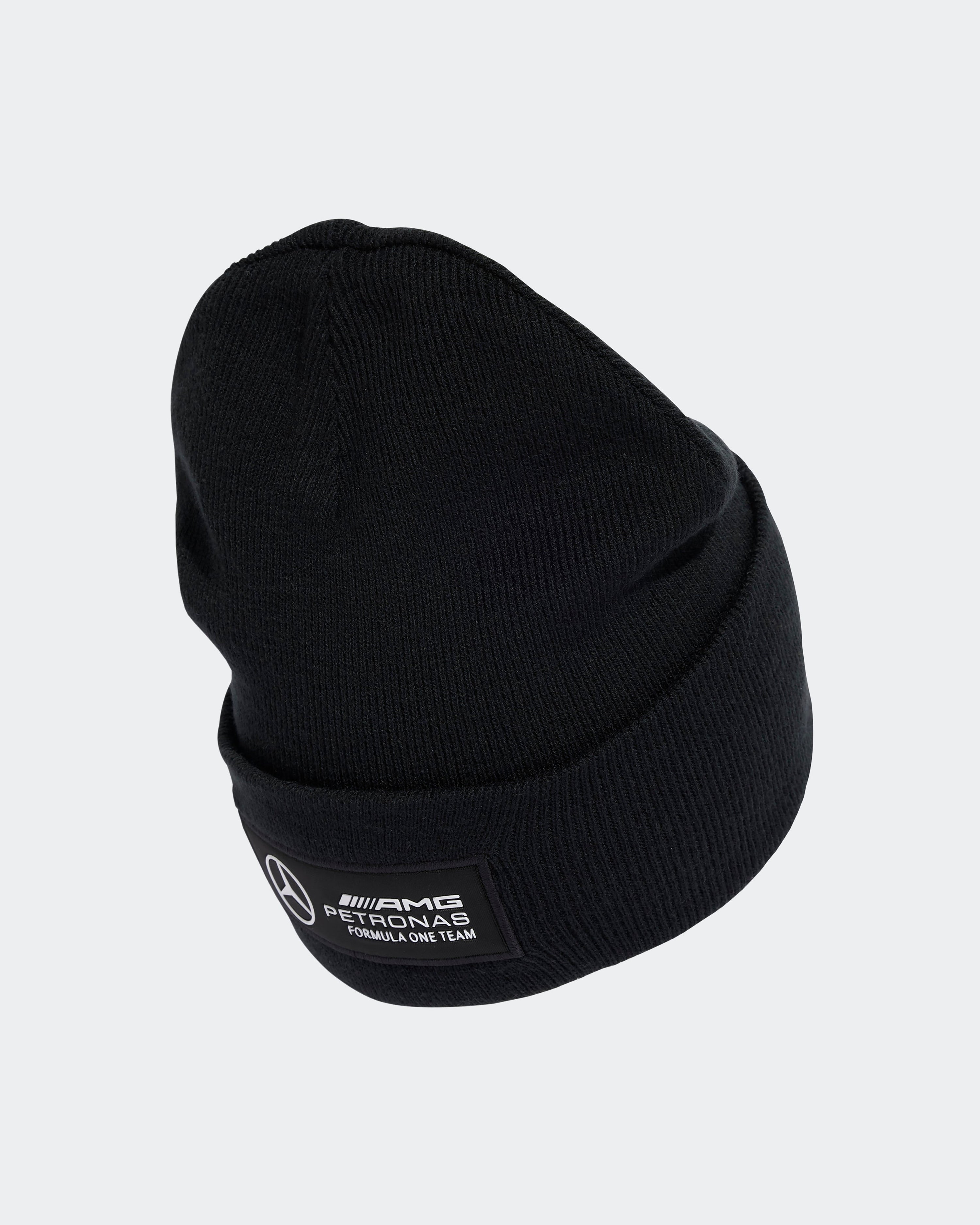 2025 Team Cuff Beanie Black — alternate product angle showing Mercedes-AMG PETRONAS F1 styling and product details | Dash Racegear