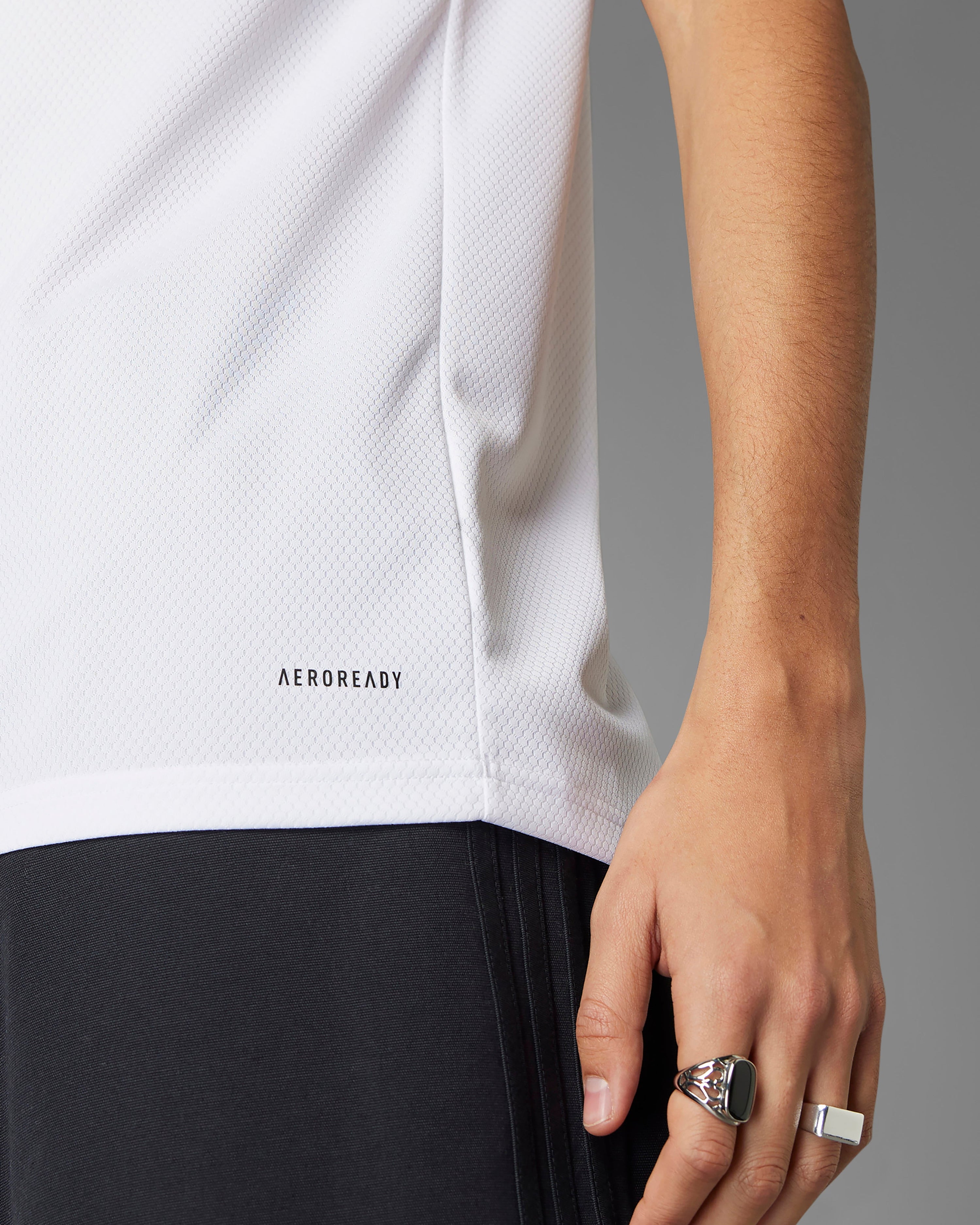 Mens 2025 Authentic Driver Tee White — additional product detail showing Mercedes-AMG PETRONAS F1 styling and product details | Dash Racegear