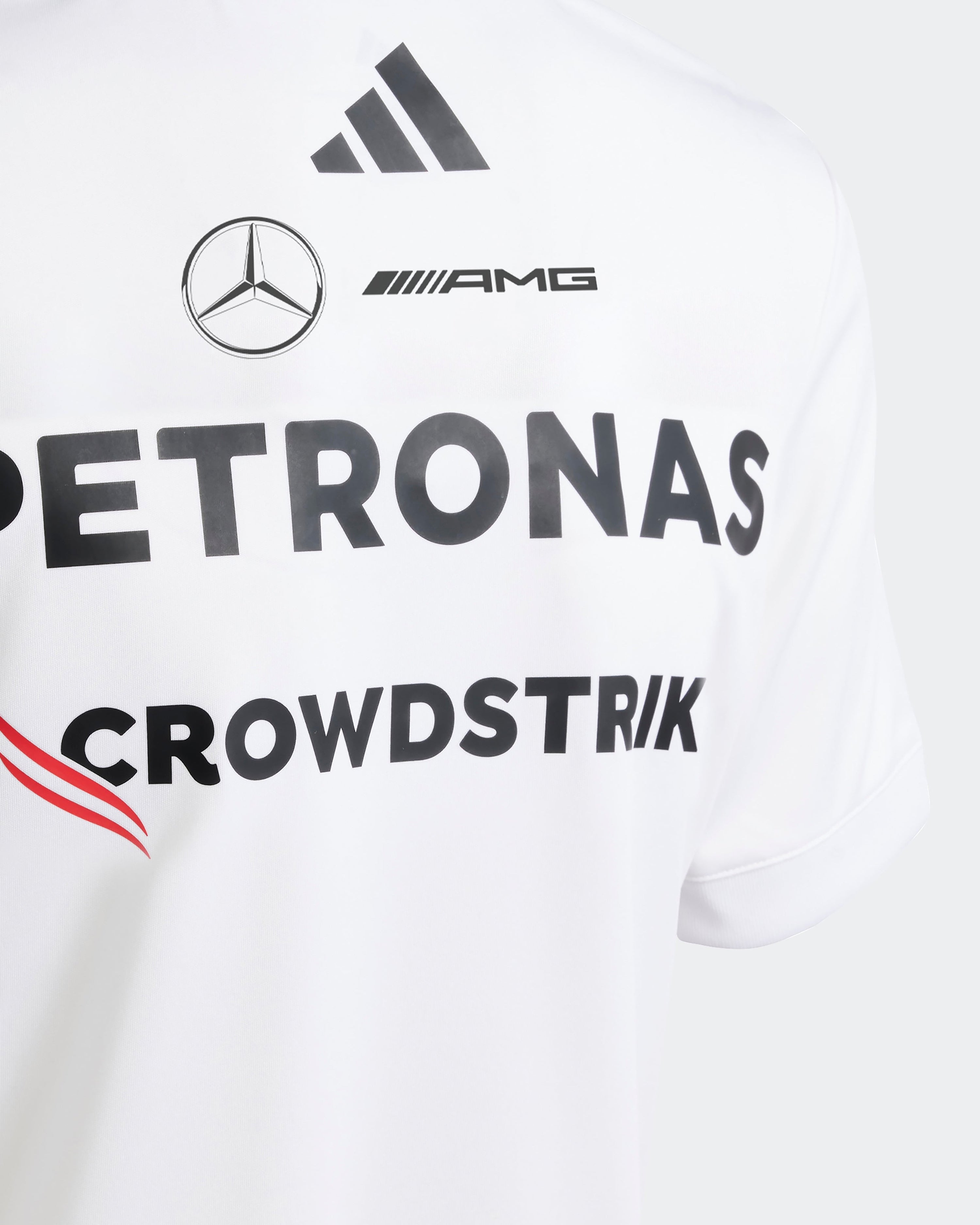 Kids 2025 Team Driver Tee White — alternate product angle showing Mercedes-AMG PETRONAS F1 styling and product details | Dash Racegear