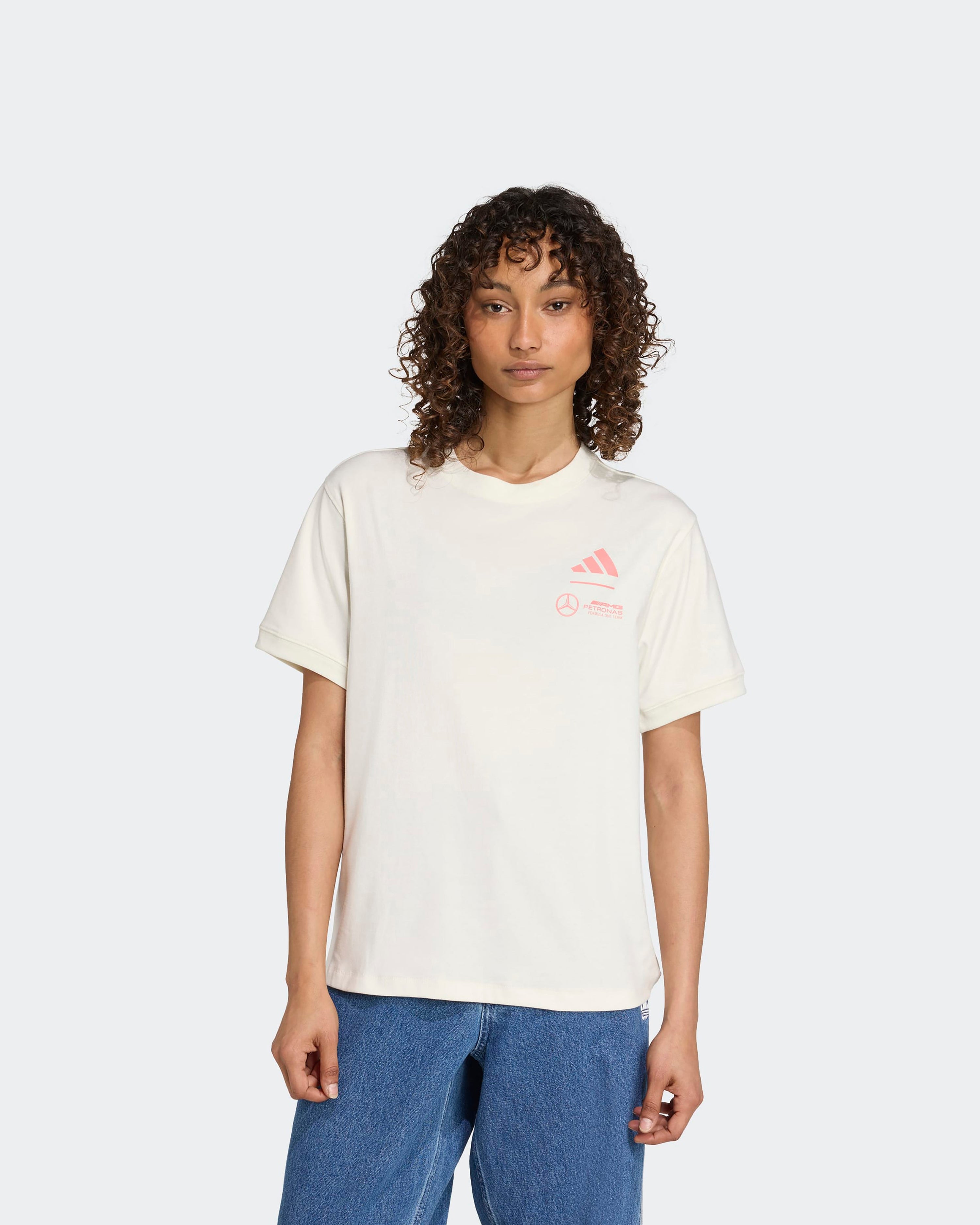 Womens Miami T-shirt White — primary product view showing Mercedes-AMG PETRONAS F1 styling and product details | Dash Racegear