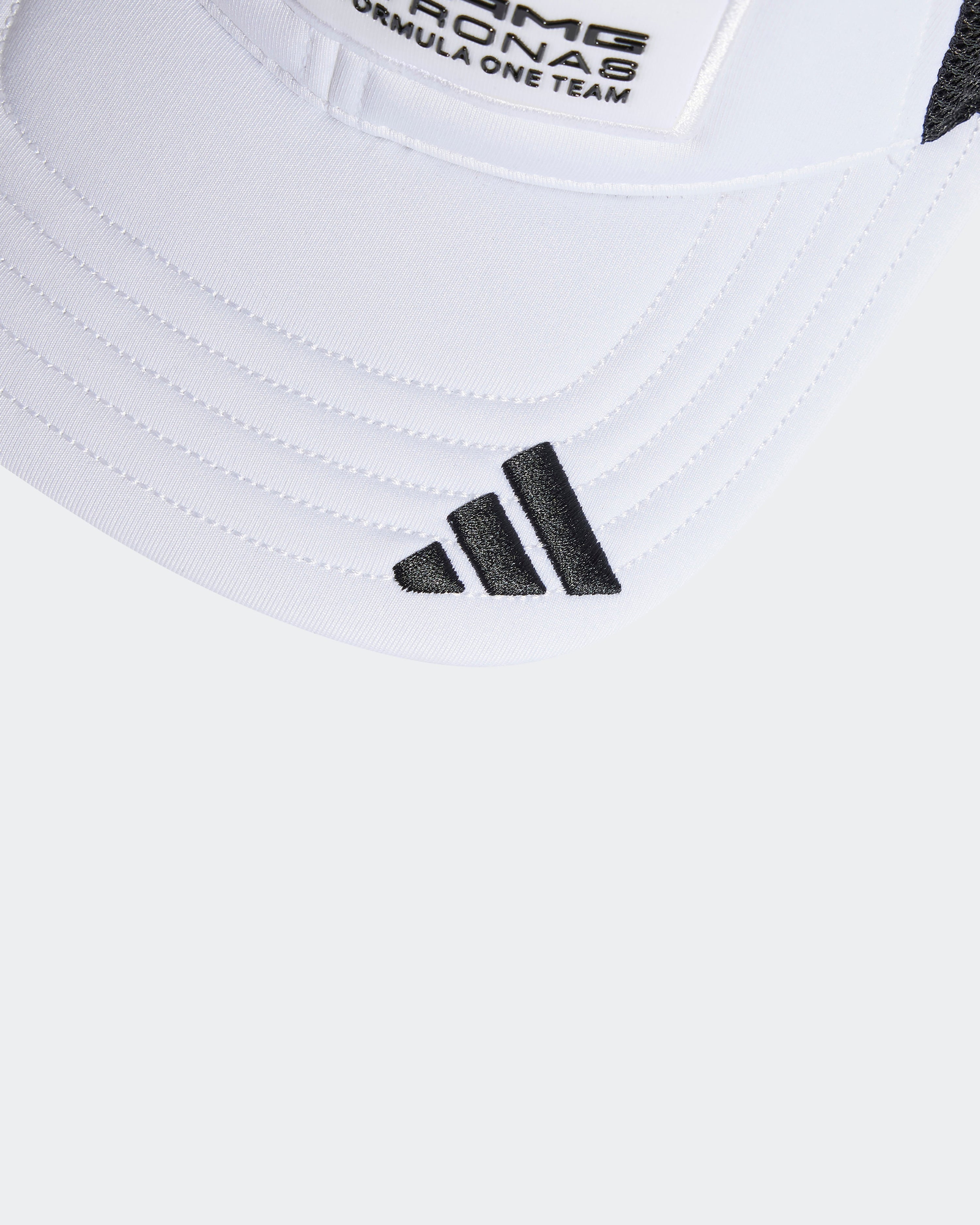 2025 Team Trucker Cap White — additional product detail showing Mercedes-AMG PETRONAS F1 styling and product details | Dash Racegear