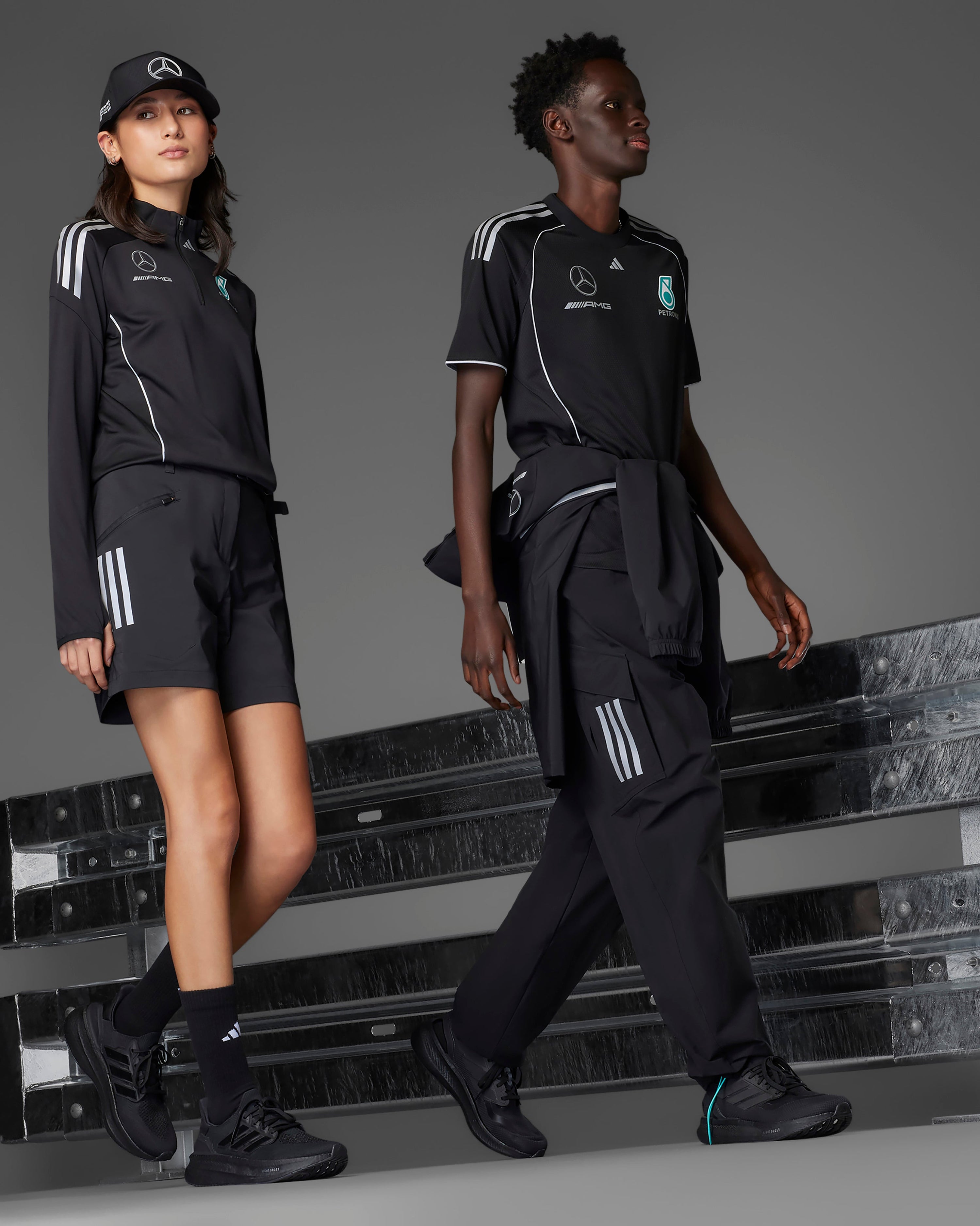 Mens 2025 Mechanics Tee Black — alternate product angle showing Mercedes-AMG PETRONAS F1 styling and product details | Dash Racegear