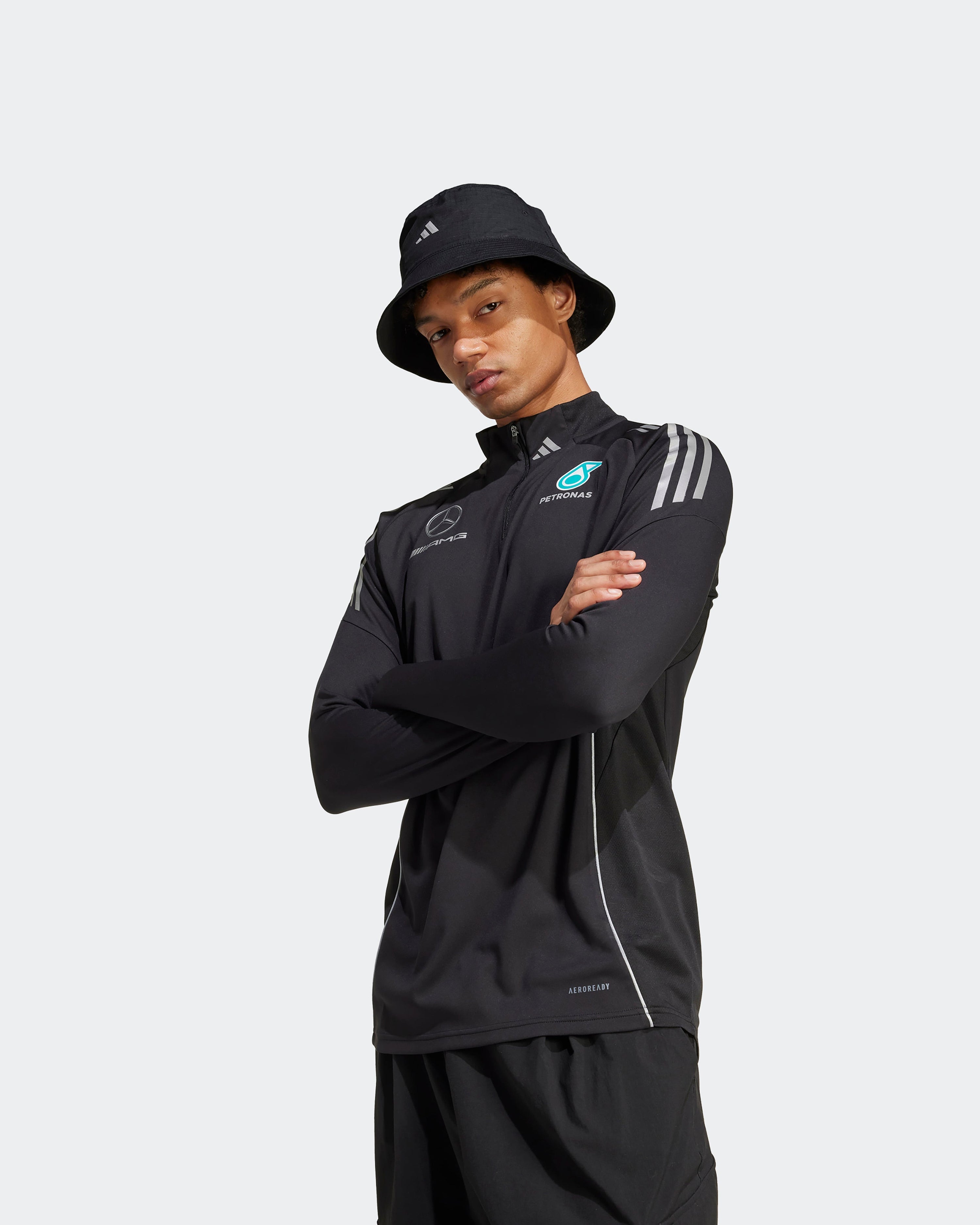 Mens 2025 Mechanics Top Black — additional product detail showing Mercedes-AMG PETRONAS F1 styling and product details | Dash Racegear